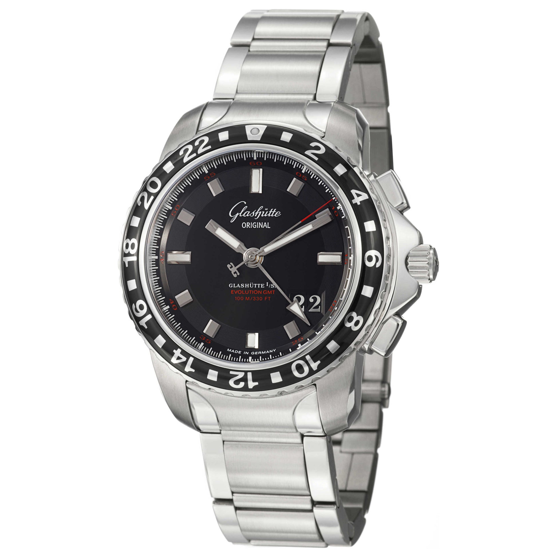 Front view of Glashutte Sport Evolution Men's Automatic Watch 39-55-43-03-14