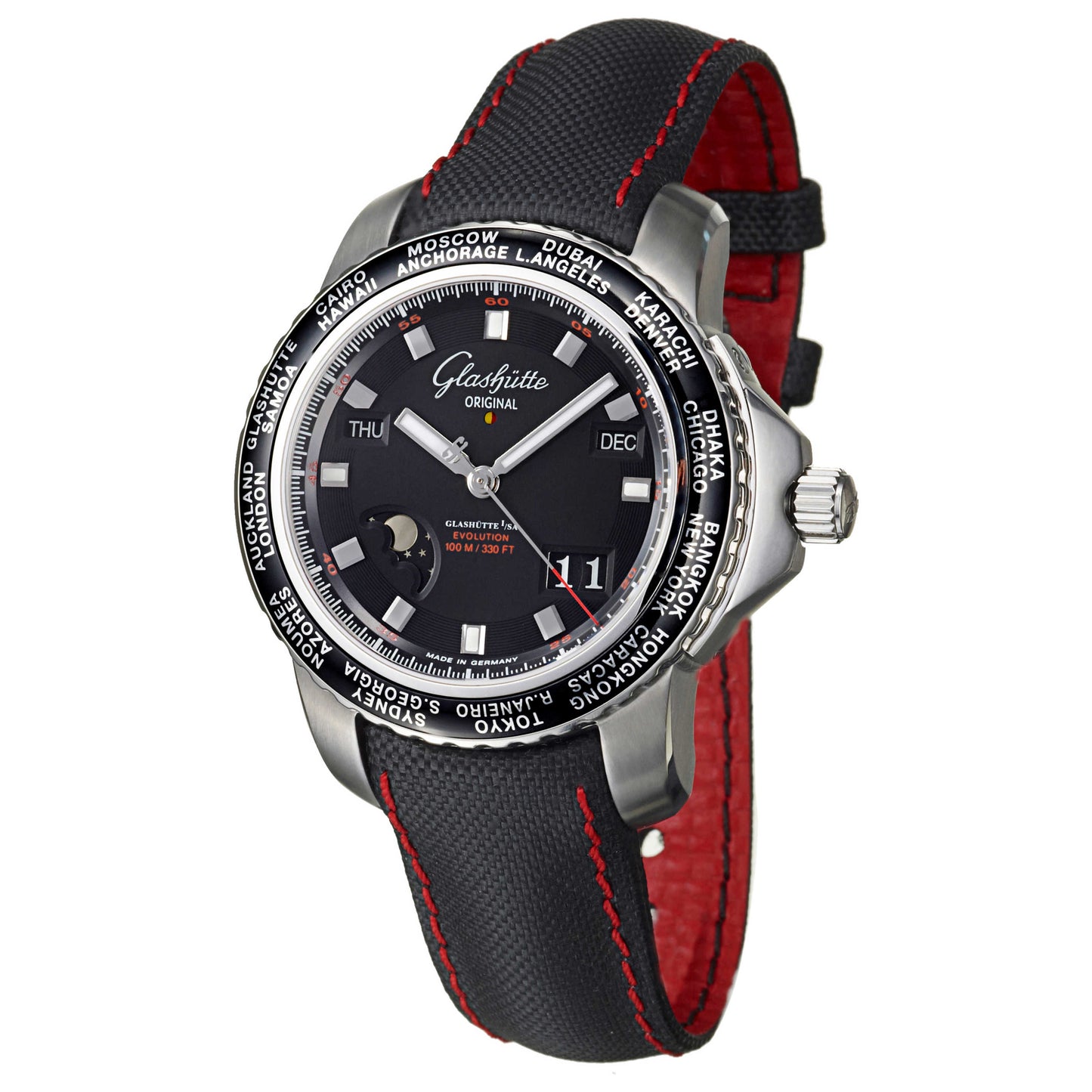 Front view of Glashutte Sport Evolution Men's Automatic Watch 39-57-43-03-03