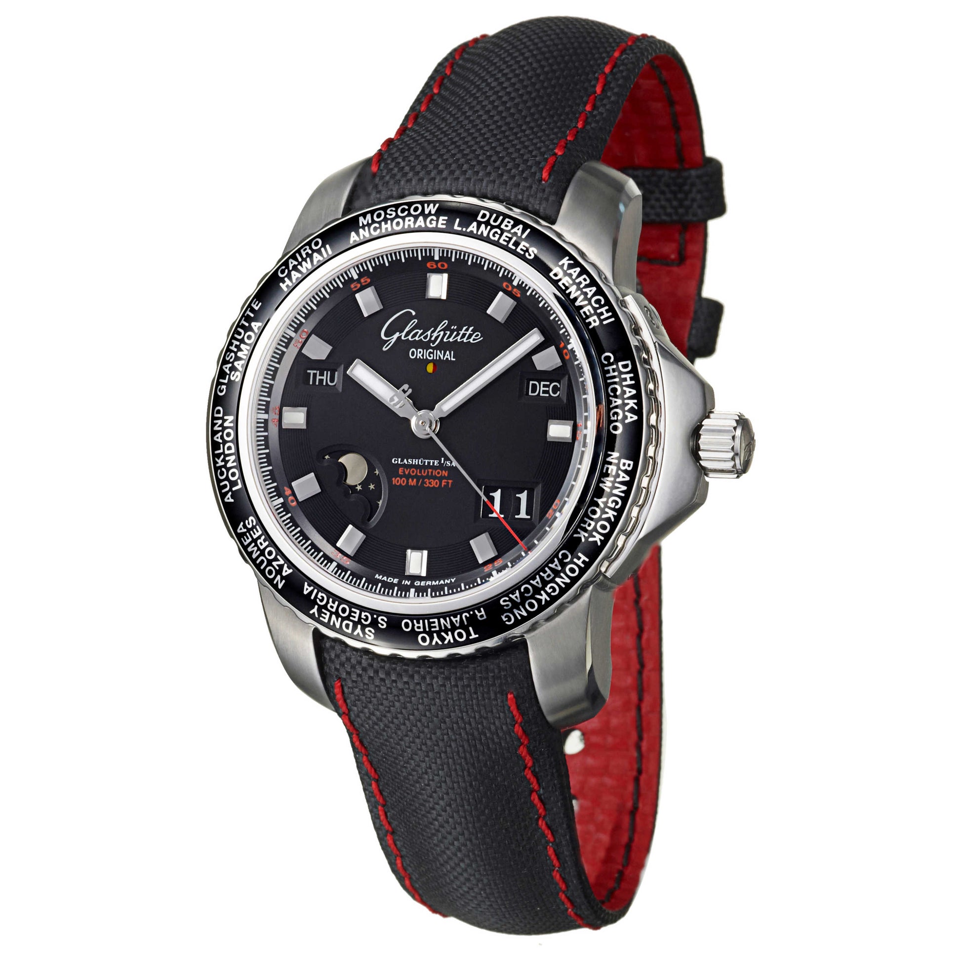 Front view of Glashutte Sport Evolution Men's Automatic Watch 39-57-43-03-03