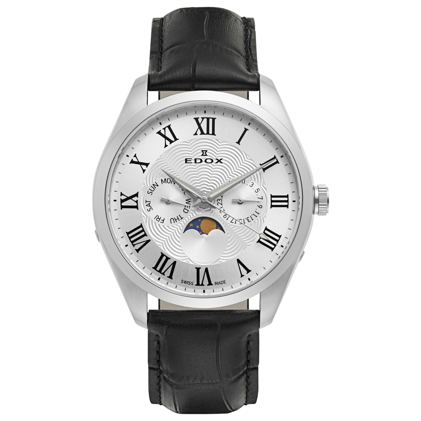 Front view of Edox Les Vauberts Men's Swiss Quartz (Battery-Powered) Watch 40008-3-ARN