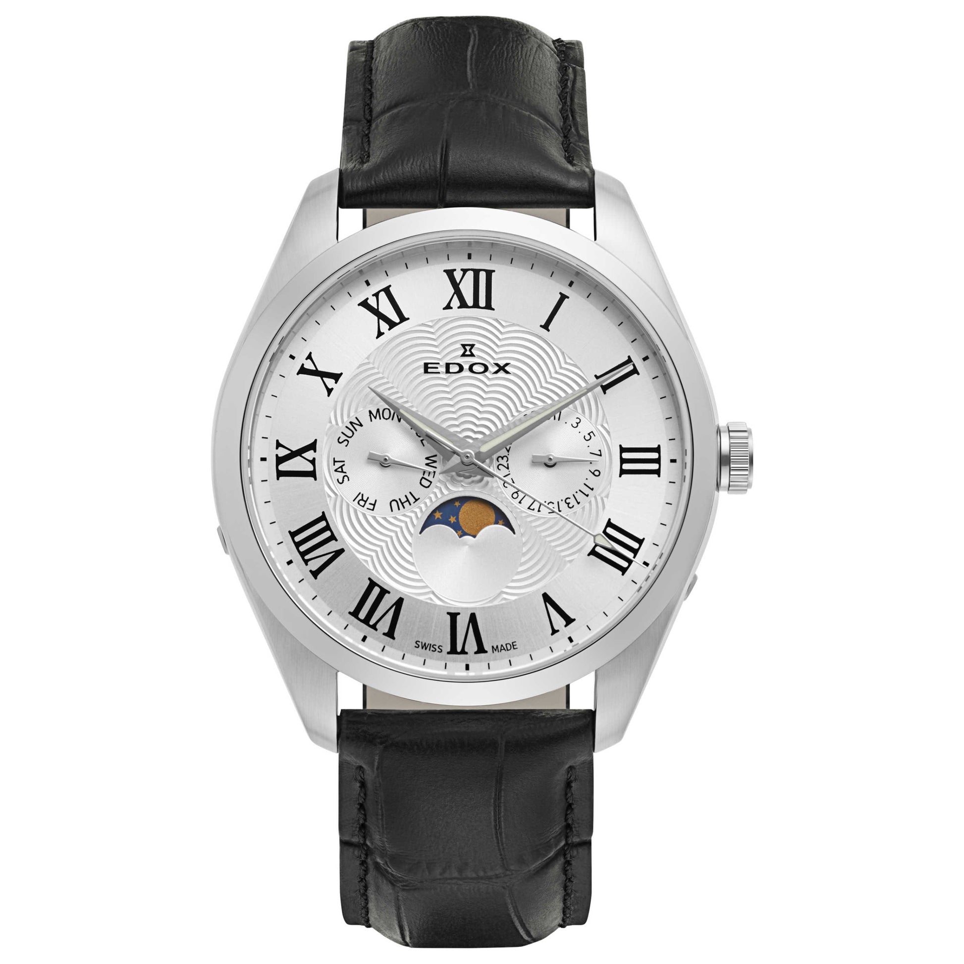 Front view of Edox Les Vauberts Men's Swiss Quartz (Battery-Powered) Watch 40008-3-ARN