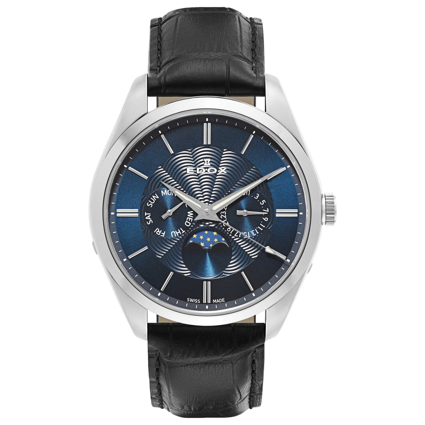 Front view of Edox Les Vauberts Men's Swiss Quartz (Battery-Powered) Watch 40008-3-BUIN