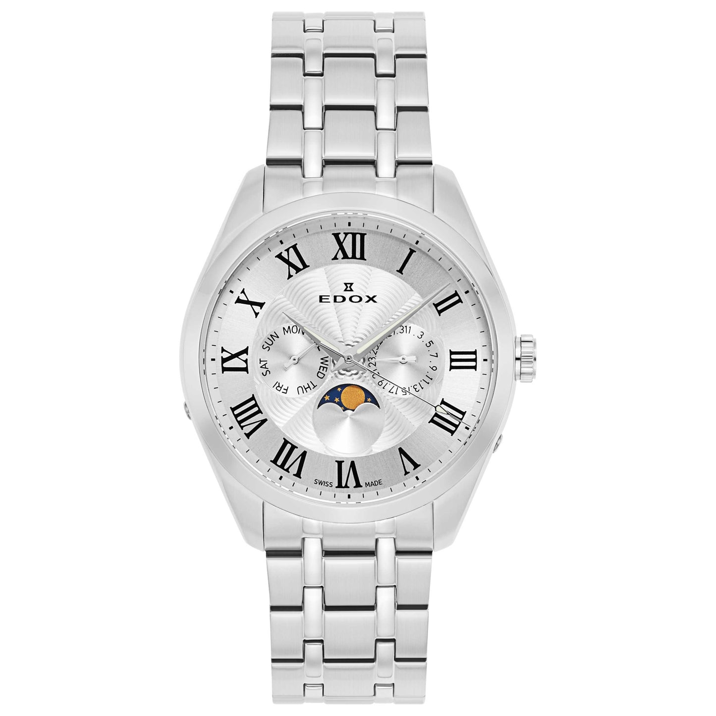 Front view of Edox Les Vauberts Men's Swiss Quartz (Battery-Powered) Watch 40008-3M-ARN