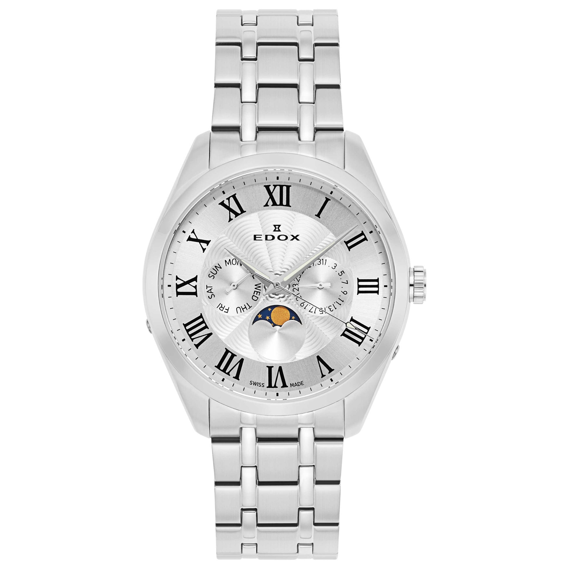 Front view of Edox Les Vauberts Men's Swiss Quartz (Battery-Powered) Watch 40008-3M-ARN
