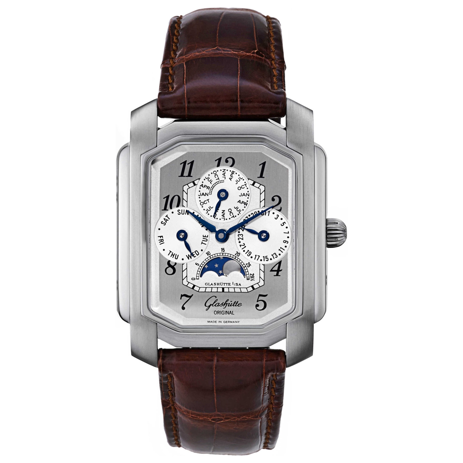 Front view of Glashutte Karree Men's Manual-Wind Watch 42-01-11-11-04