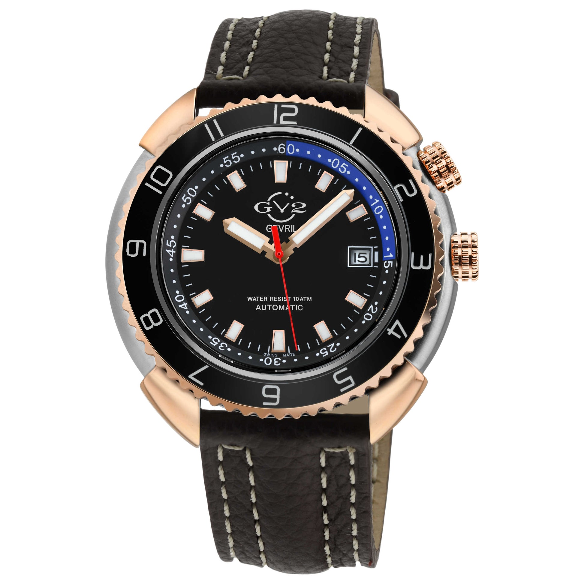 Front view of GV2 by Gevril Squalo Men's Automatic Watch 42404.L2