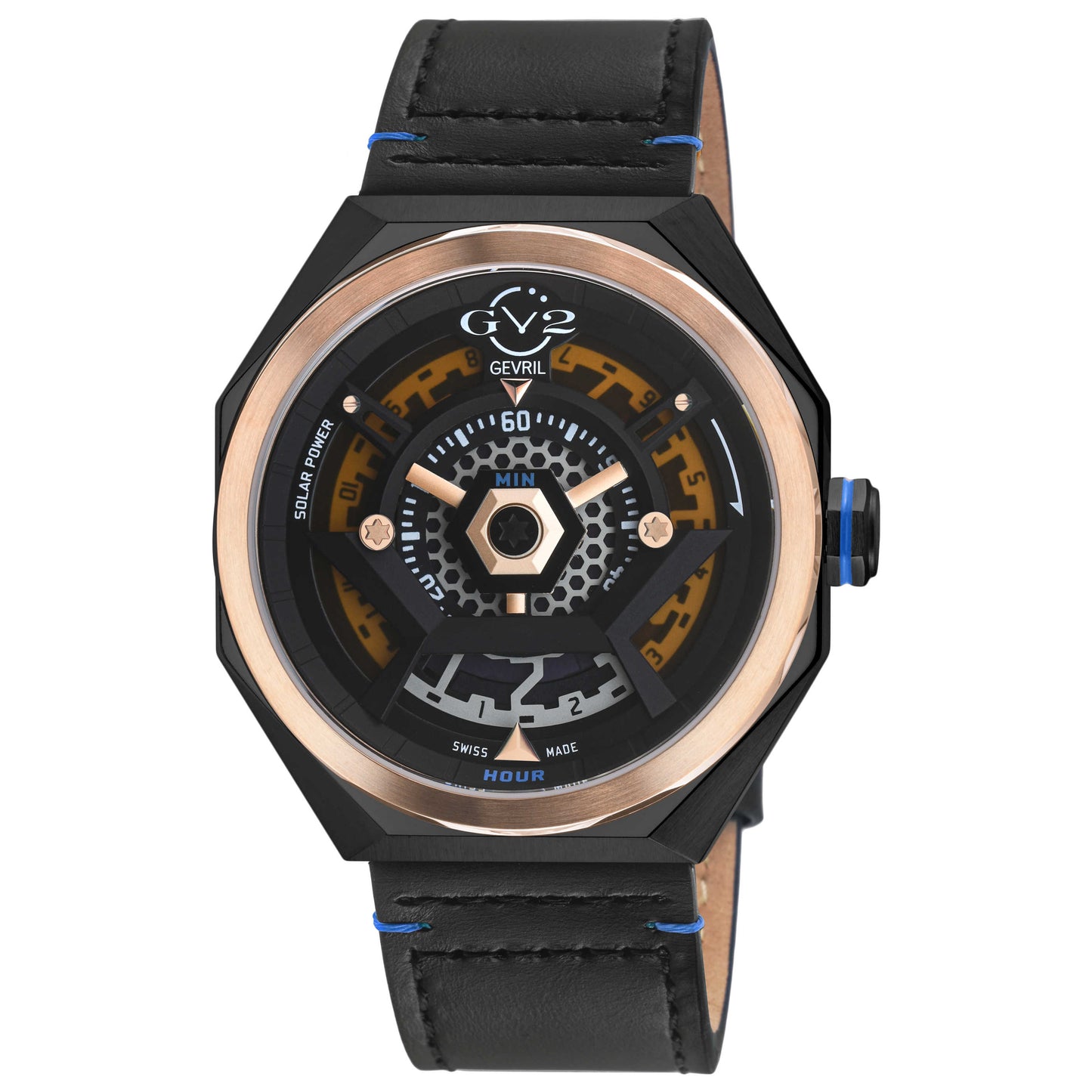 Front view of GV2 by Gevril Stella Solare Men's Quartz Watch 43802