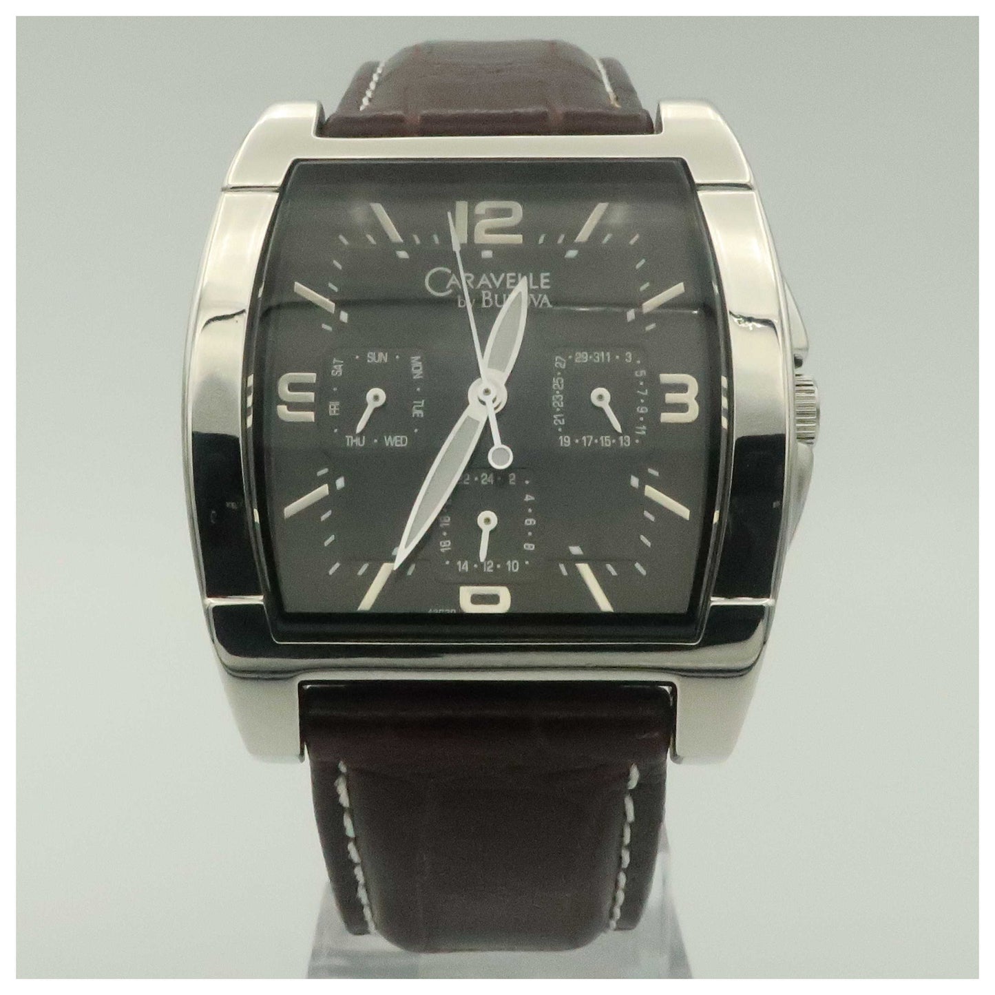 Front view of Caravelle Strap Men's Quartz Watch 43C20-PO