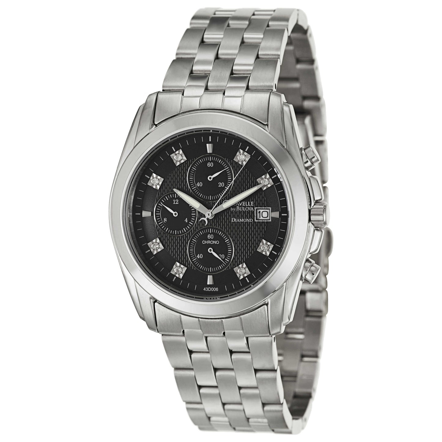 Front view of Caravelle Diamond Men's Japanese Quartz (Battery-Powered) Watch 43D006