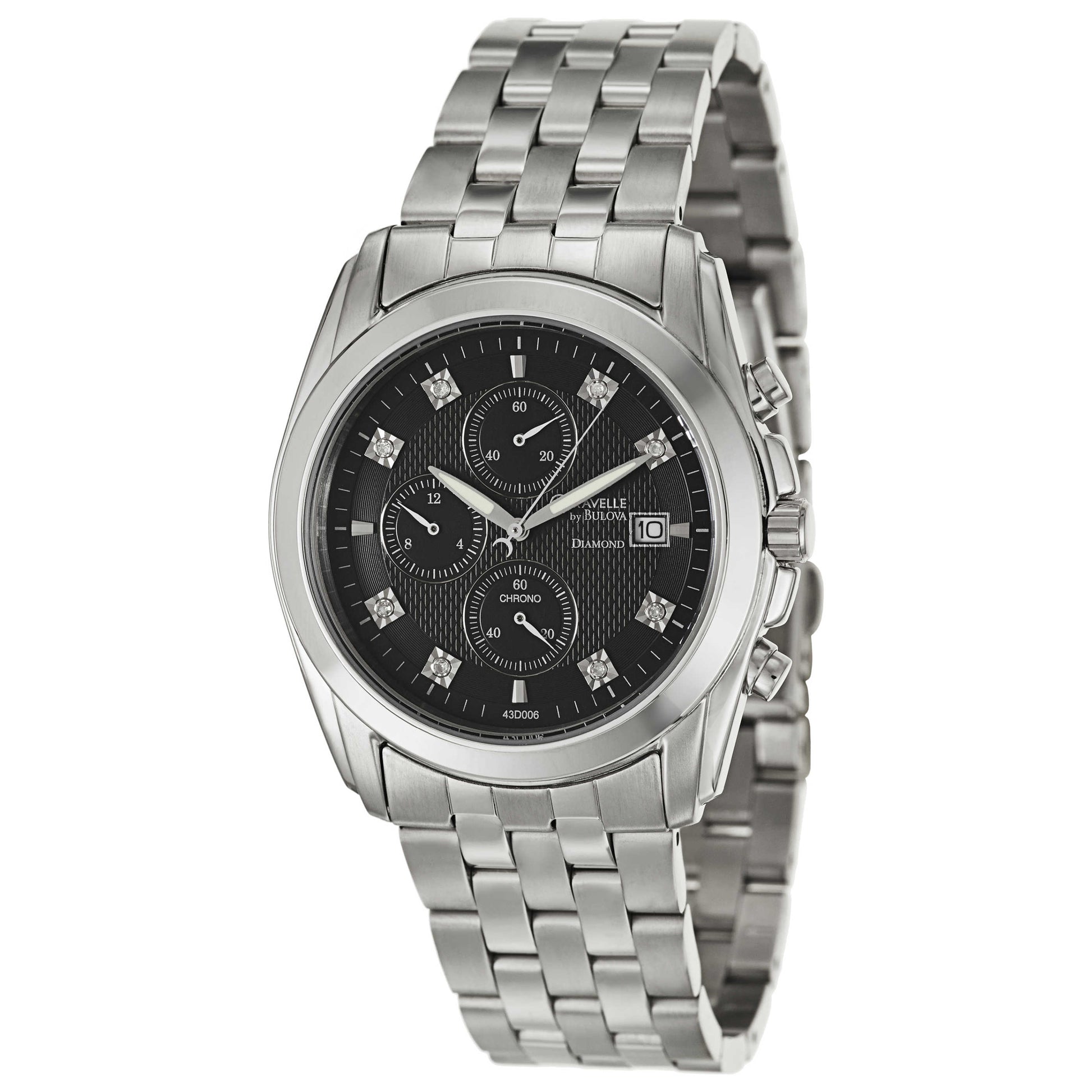 Front view of Caravelle Diamond Men's Japanese Quartz (Battery-Powered) Watch 43D006