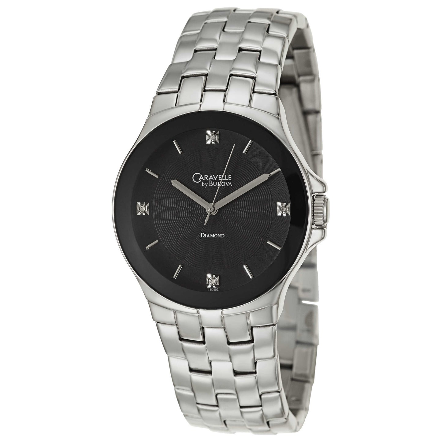 Front view of Caravelle Diamond Men's Japanese Quartz (Battery-Powered) Watch 43D103