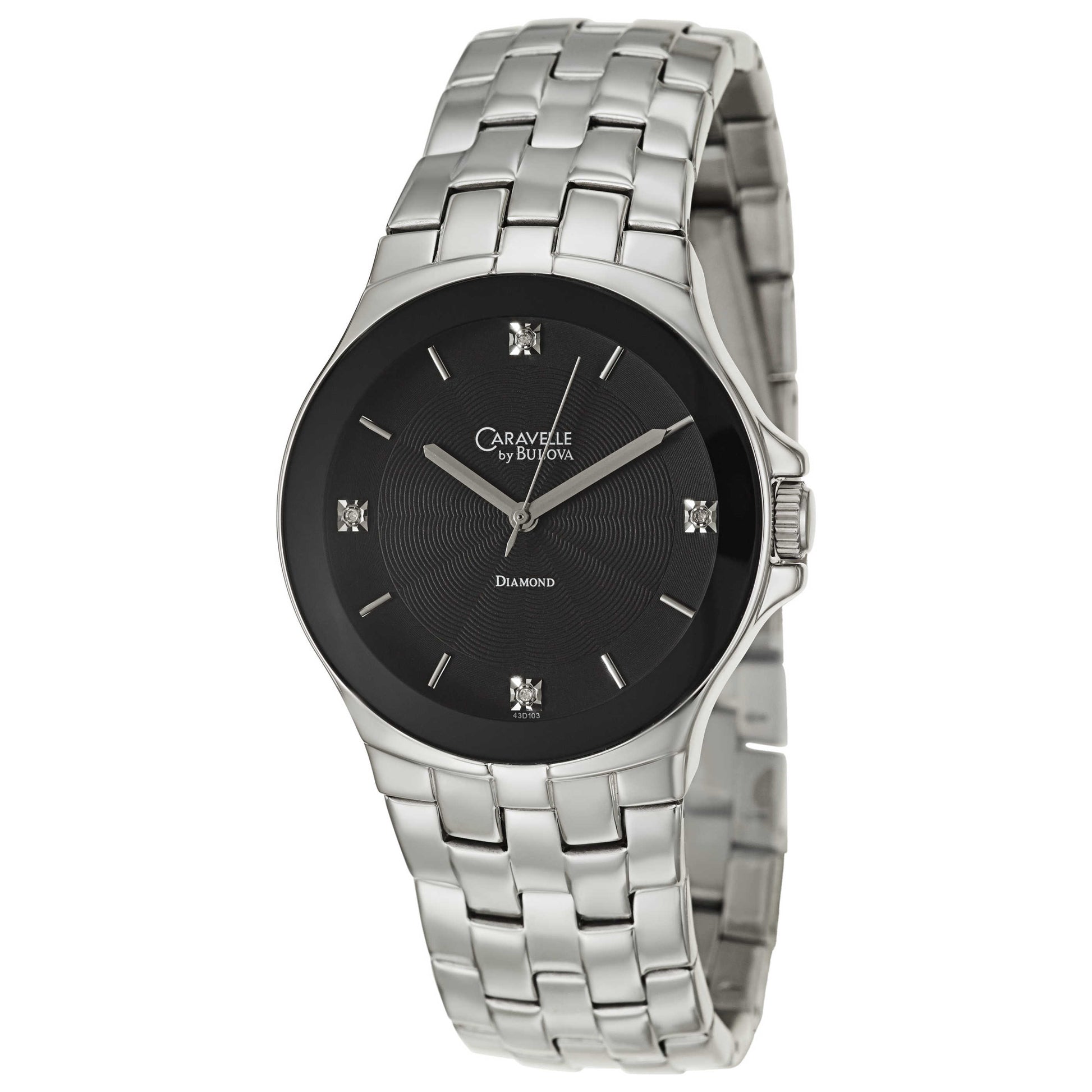 Front view of Caravelle Diamond Men's Japanese Quartz (Battery-Powered) Watch 43D103