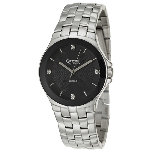 Front view of Caravelle Diamond Men's Japanese Quartz (Battery-Powered) Watch 43D103
