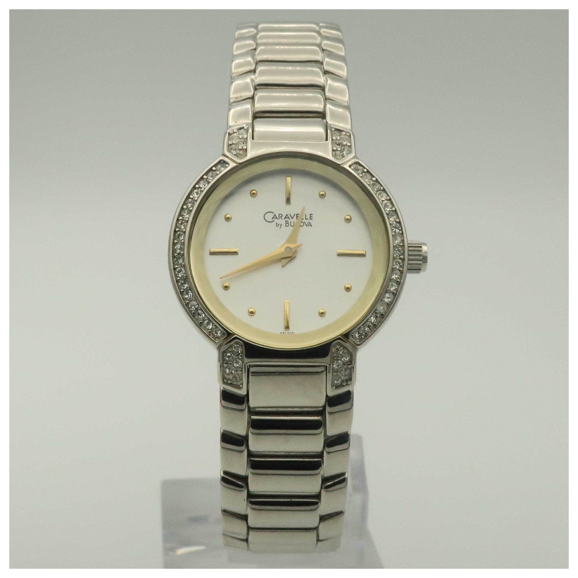 Front view of Caravelle Crystal Women's Quartz Watch 43L110-PO
