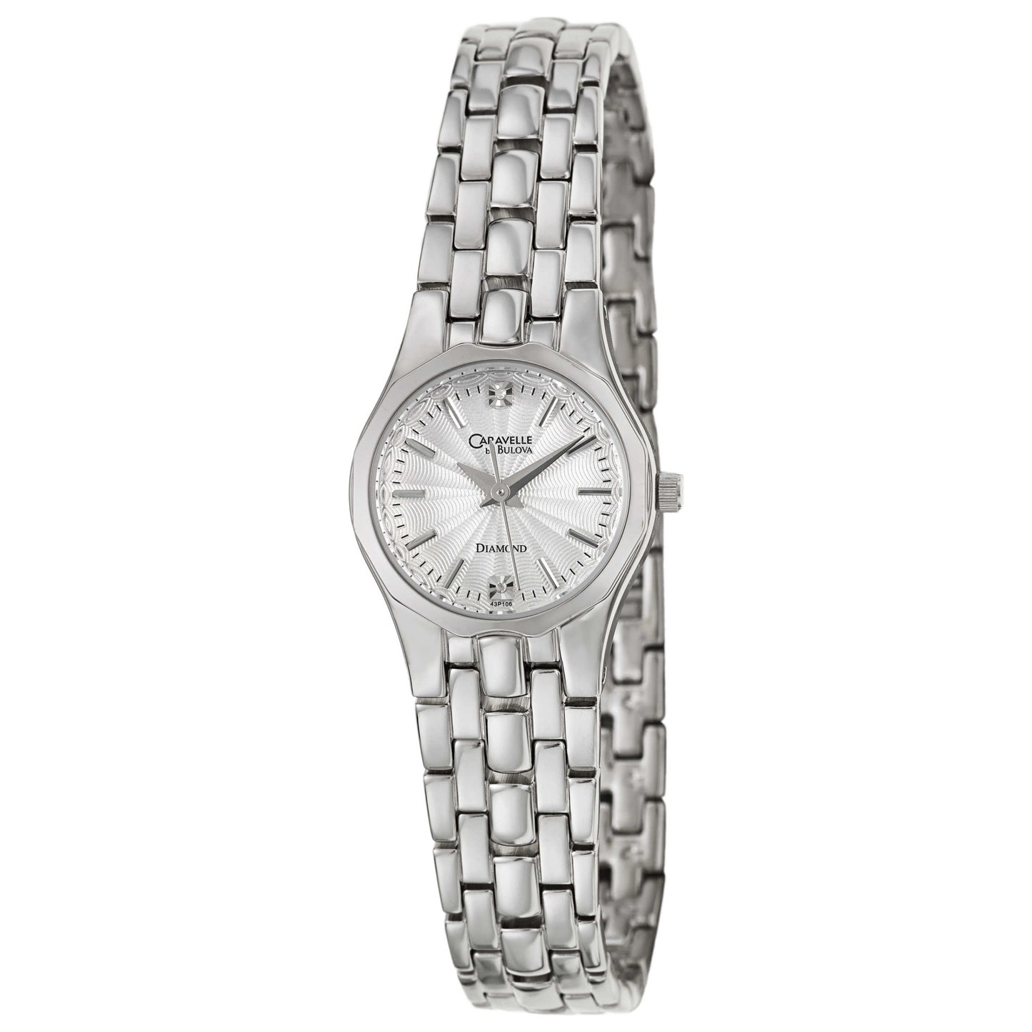 Front view of Caravelle Diamond Women's Japanese Quartz (Battery-Powered) Watch 43P106
