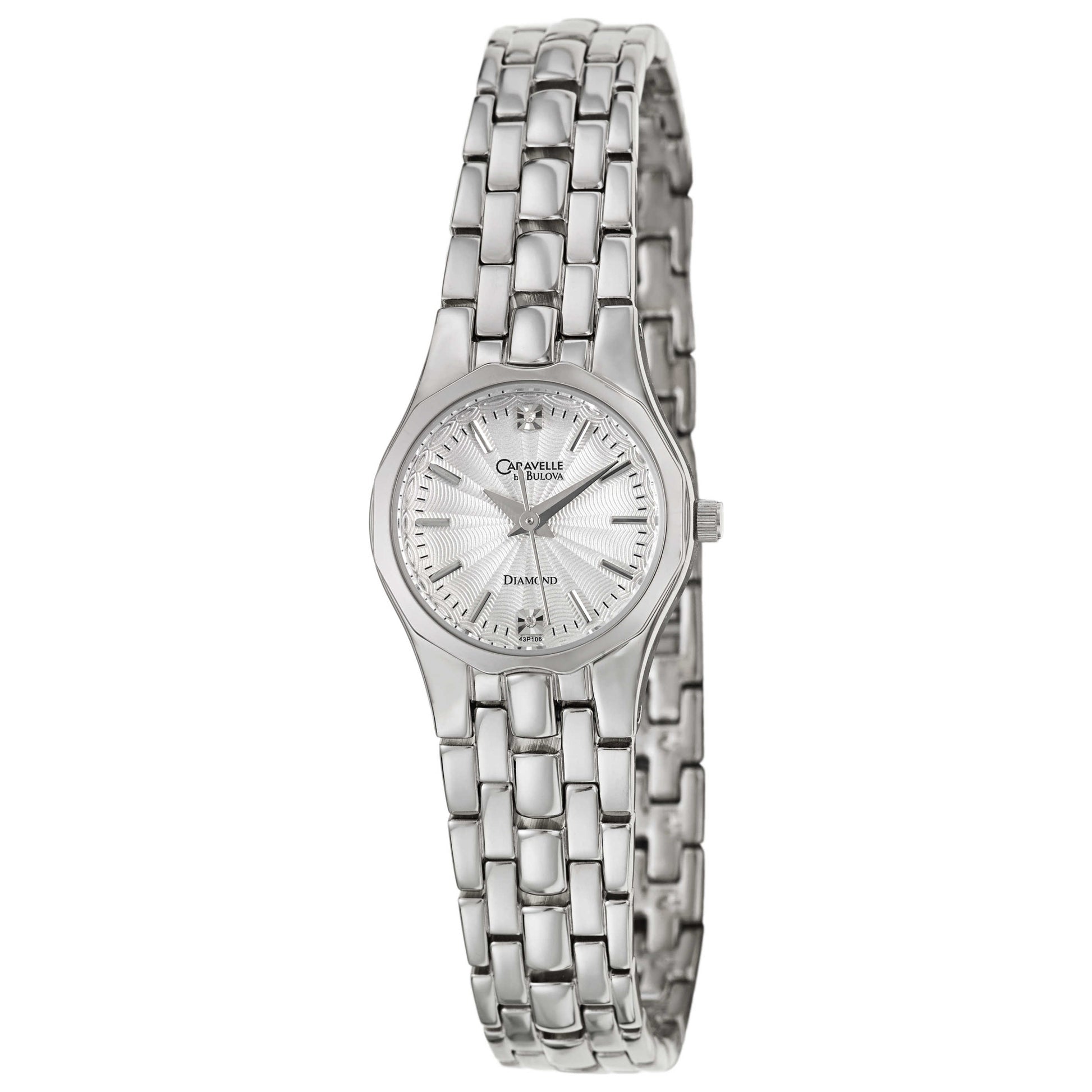 Front view of Caravelle Diamond Women's Japanese Quartz (Battery-Powered) Watch 43P106