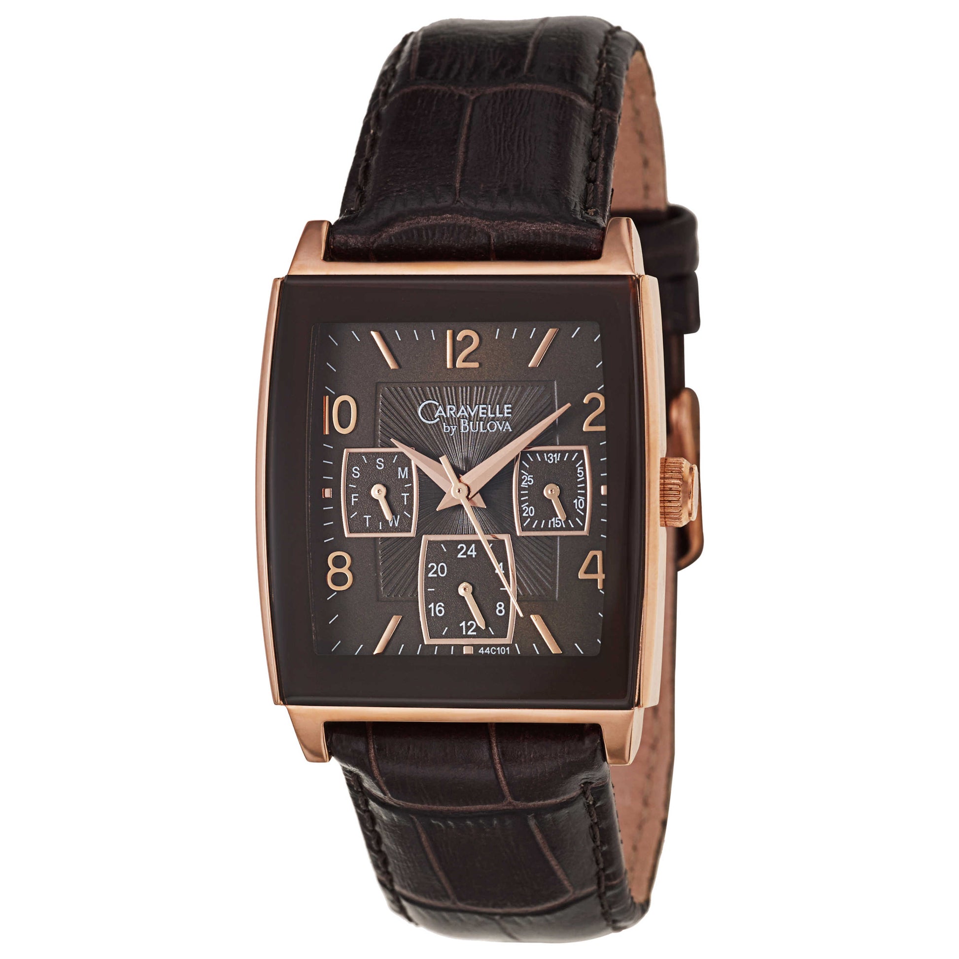 Front view of Caravelle Strap Men's Japanese Quartz (Battery-Powered) Watch 44C101