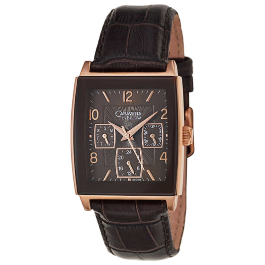 Front view of Caravelle Strap Men's Japanese Quartz (Battery-Powered) Watch 44C101