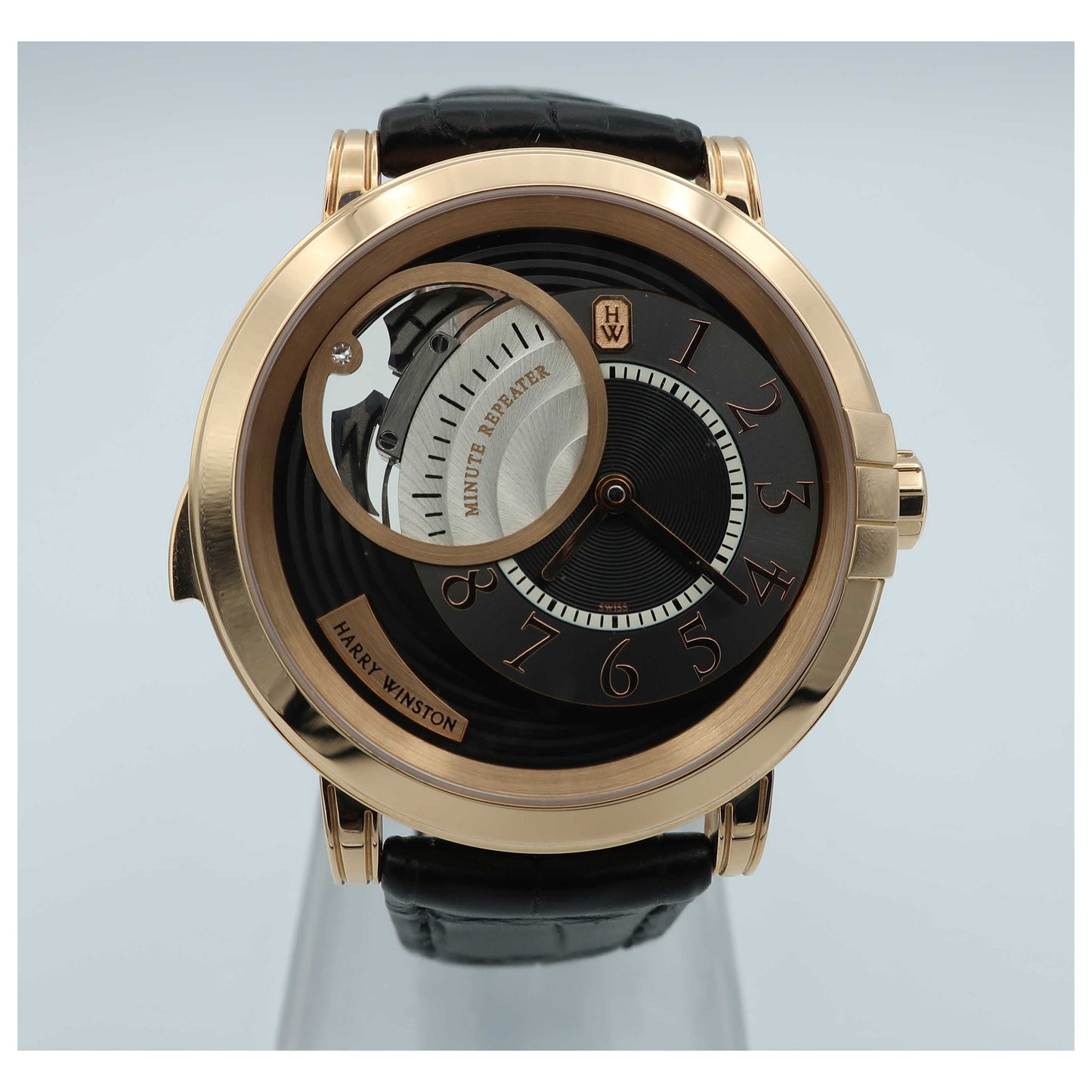 Front view of Harry Winston Haute Horology Men's Manual-Wind Watch 450-MMMR42RL-K-SD