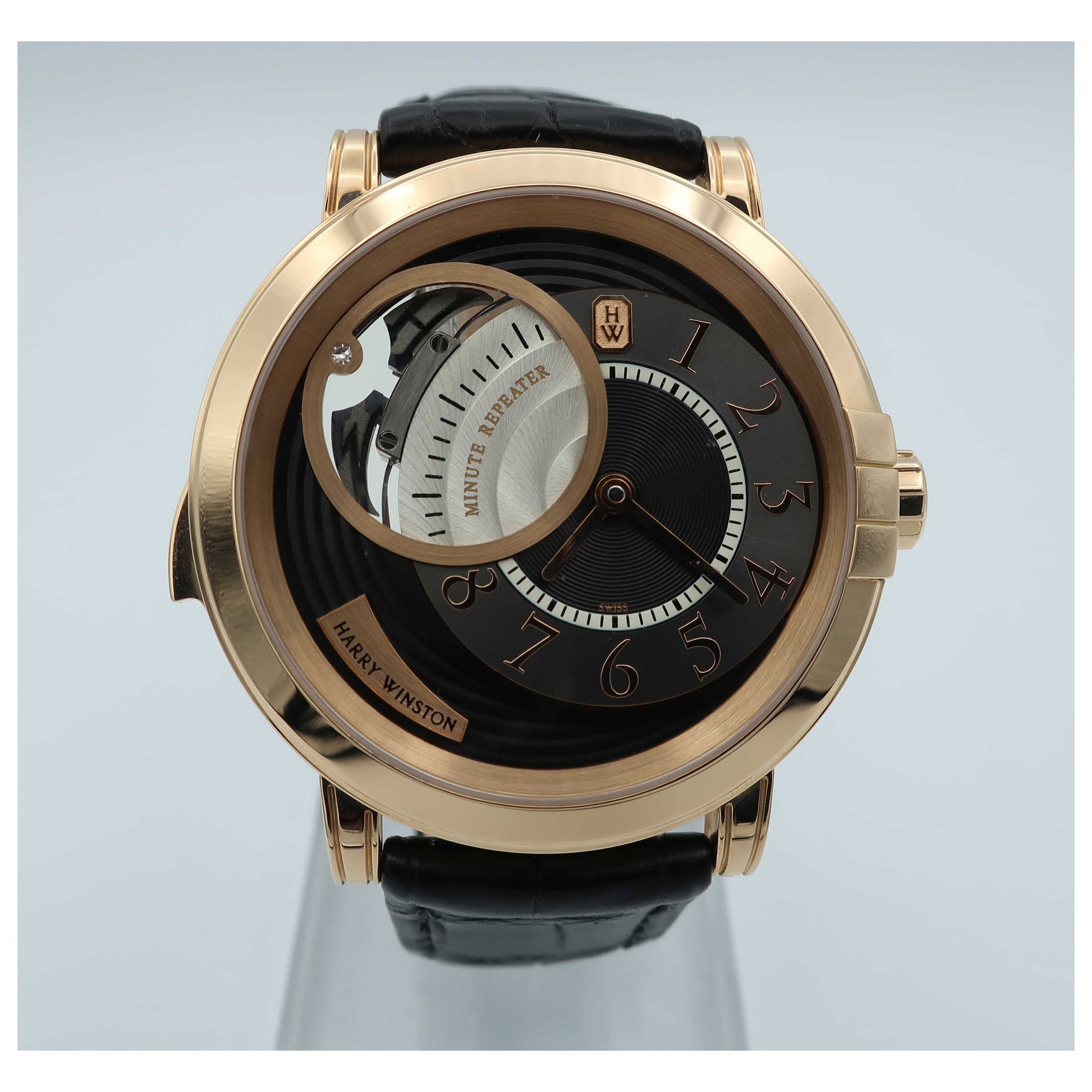 Front view of Harry Winston Haute Horology Men's Manual-Wind Watch 450-MMMR42RL-K-SD