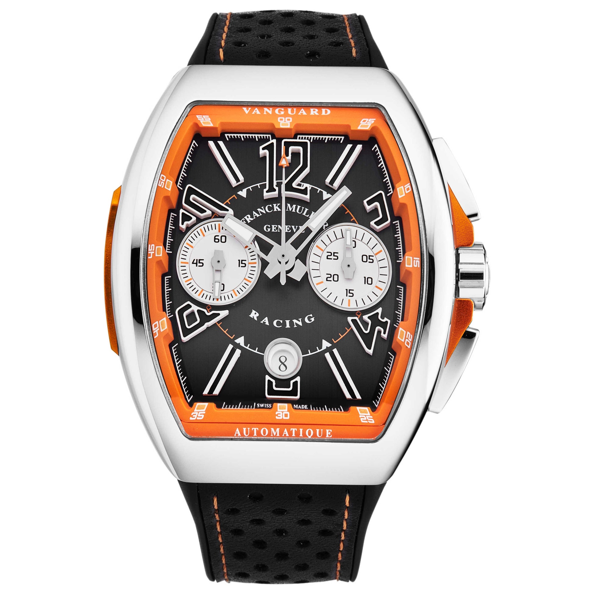 Front view of Franck Muller Vanguard Racing Men's Automatic Watch 45CCBLKORG