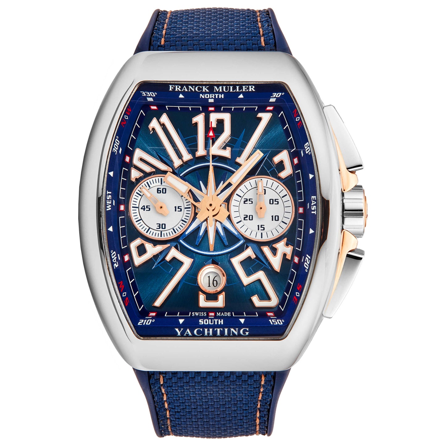 Front view of Franck Muller Vanguard YACHT Men's Automatic Watch 45CCYACHTBLU5N