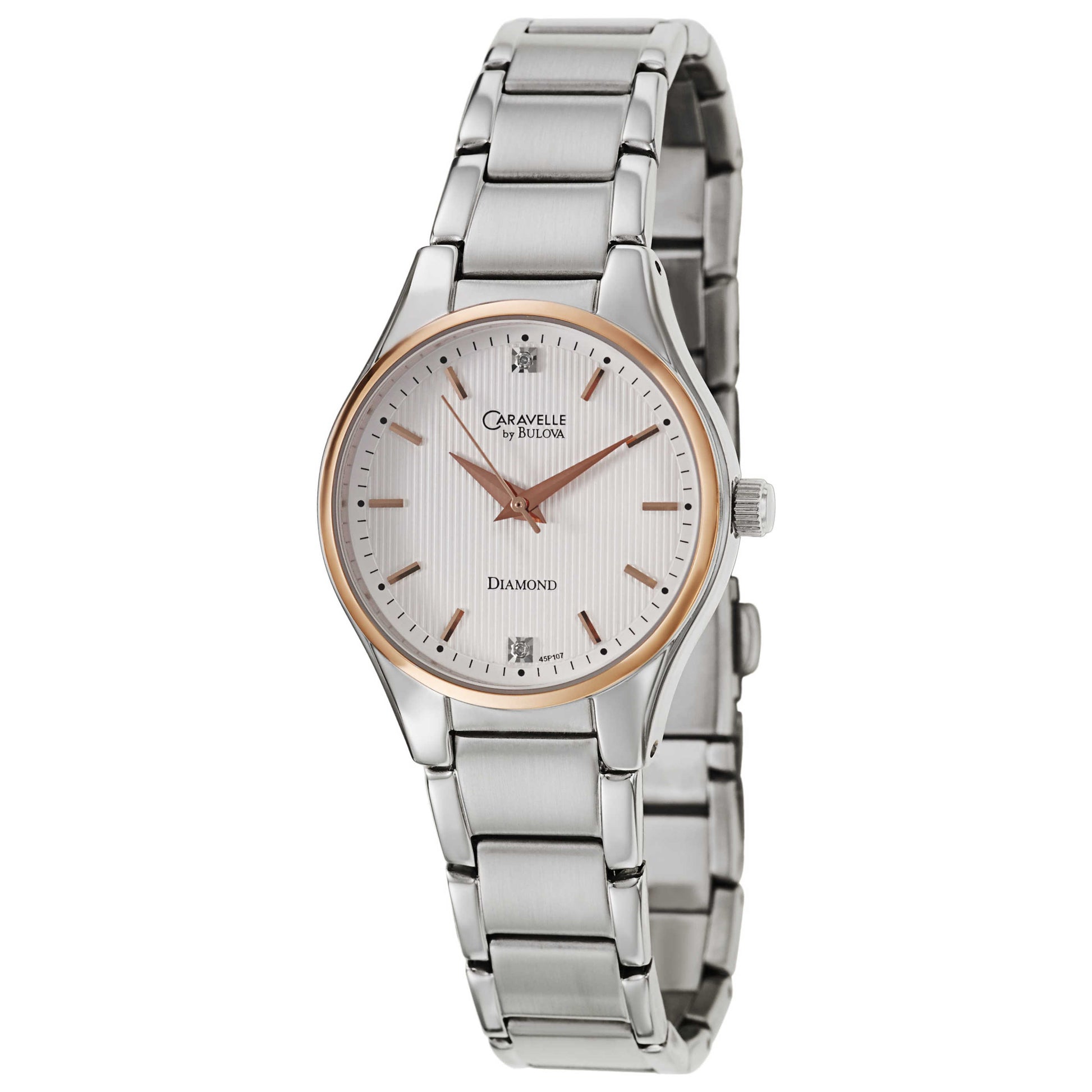Front view of Caravelle Diamond Women's Japanese Quartz (Battery-Powered) Watch 45P107