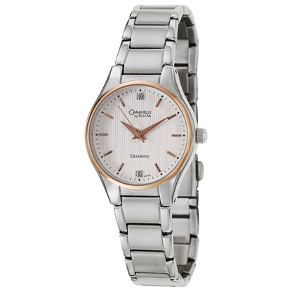 Front view of Caravelle Diamond Women's Japanese Quartz (Battery-Powered) Watch 45P107