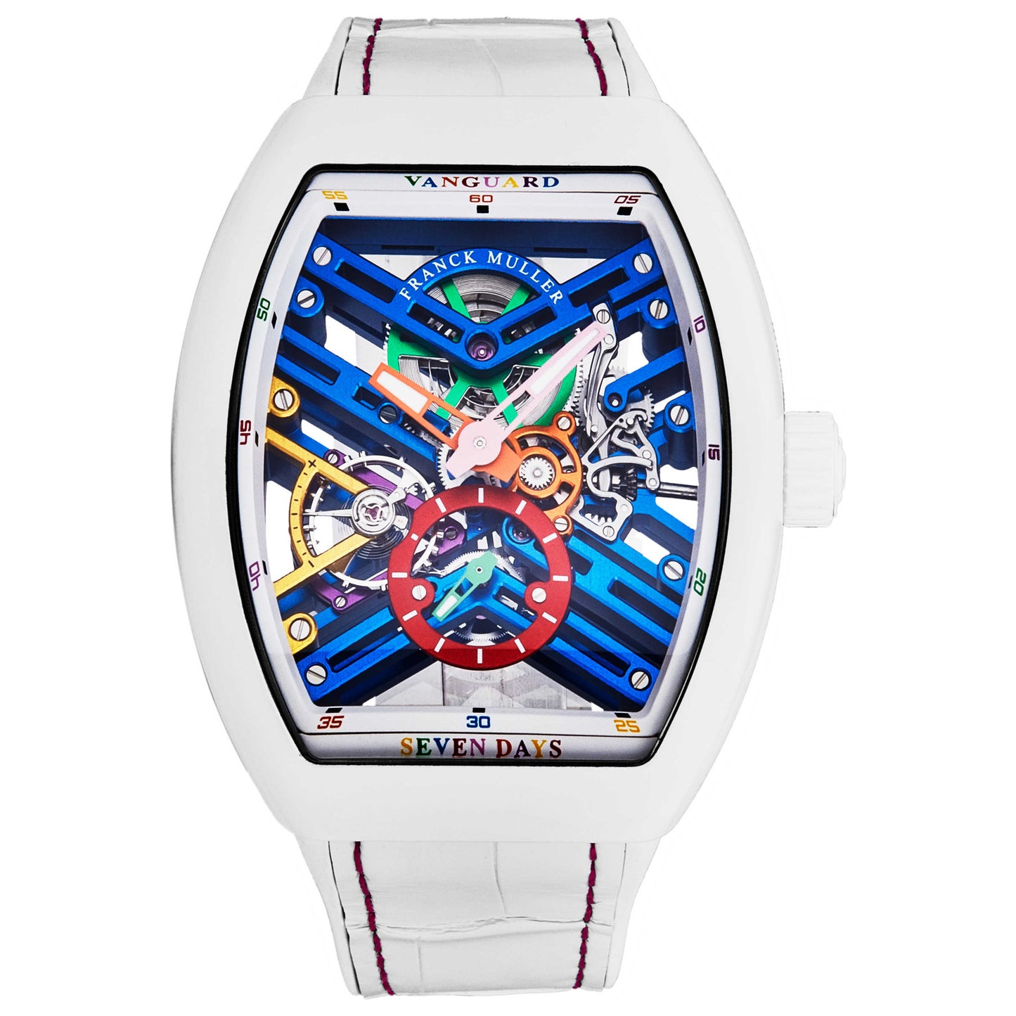 Front view of Franck Muller Vanguard Men's Automatic Watch 45S6SQTWHTCOLBU