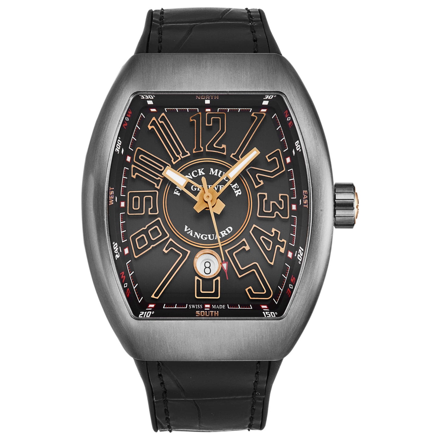 Front view of Franck Muller Vanguard Men's Automatic Watch 45SCBLKBLKBRGD