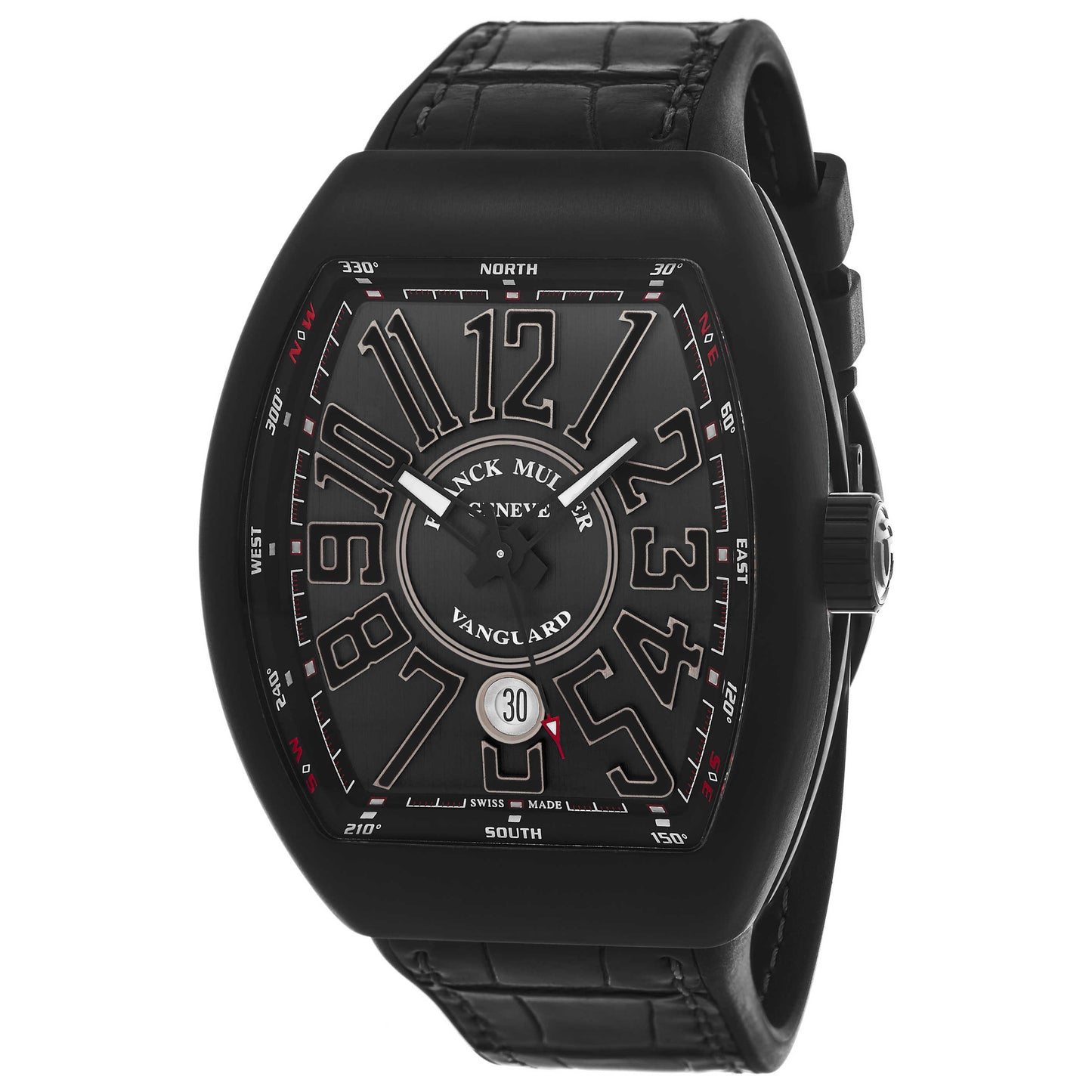 Front view of Franck Muller Vanguard Men's Automatic Watch 45SCBLKBLKSIL
