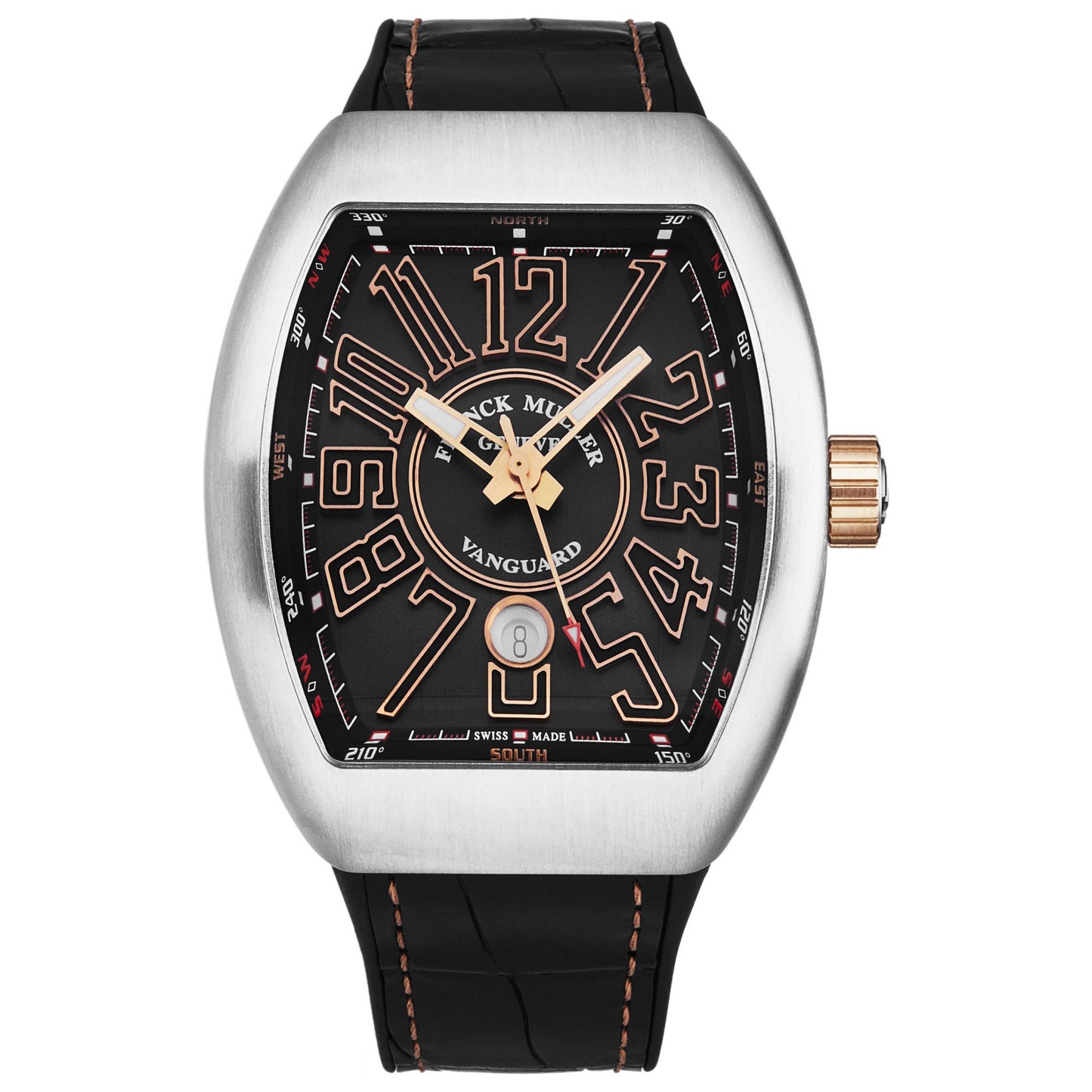 Front view of Franck Muller Vanguard Men's Automatic Watch 45SCBLKBLKSTG5N