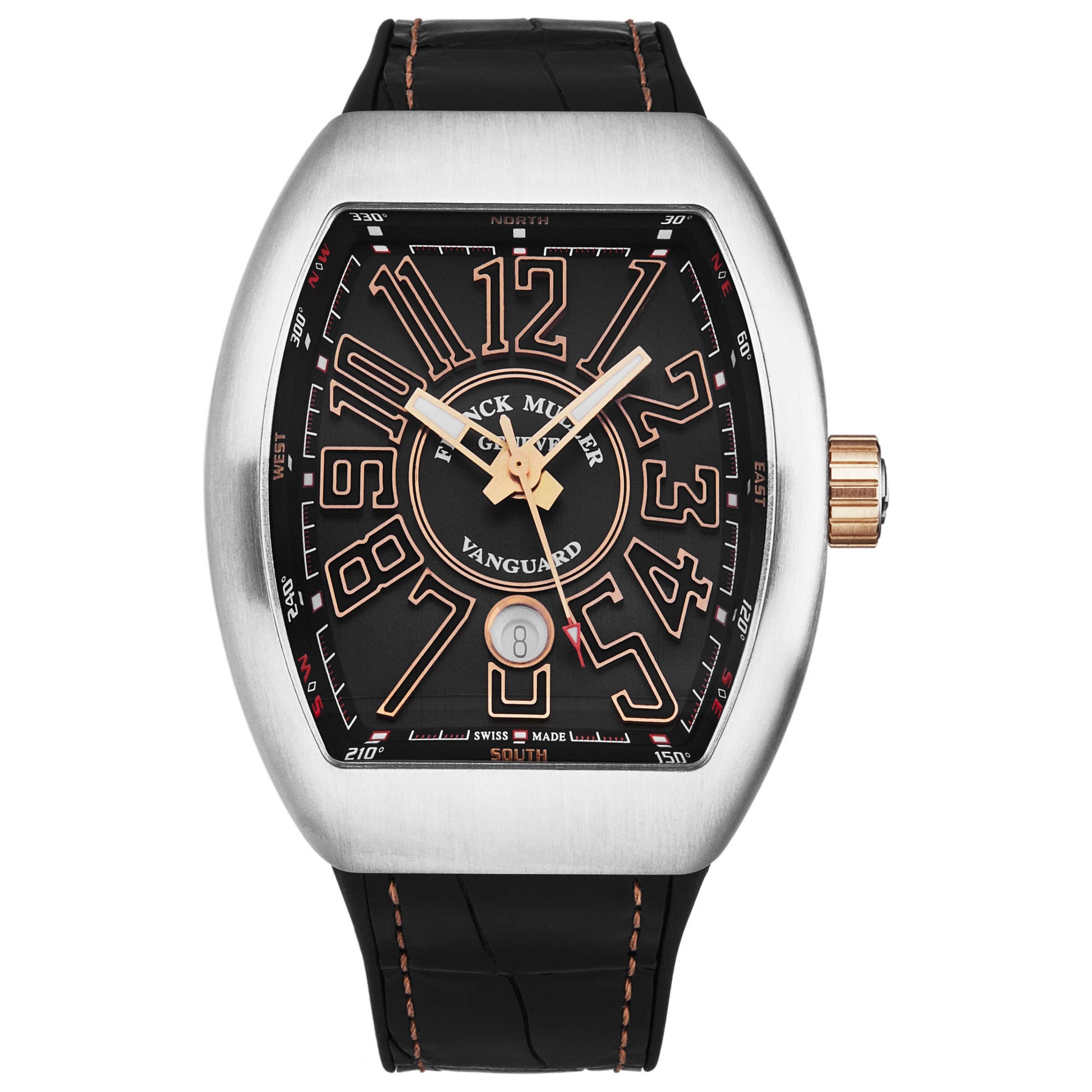 Front view of Franck Muller Vanguard Men's Automatic Watch 45SCBLKBLKSTG5N