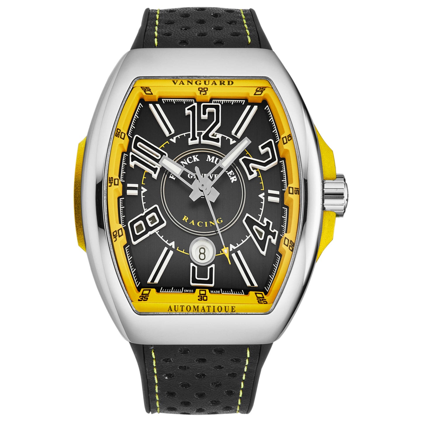 Front view of Franck Muller Vanguard Racing Men's Automatic Watch 45SCRACINGBLKYL