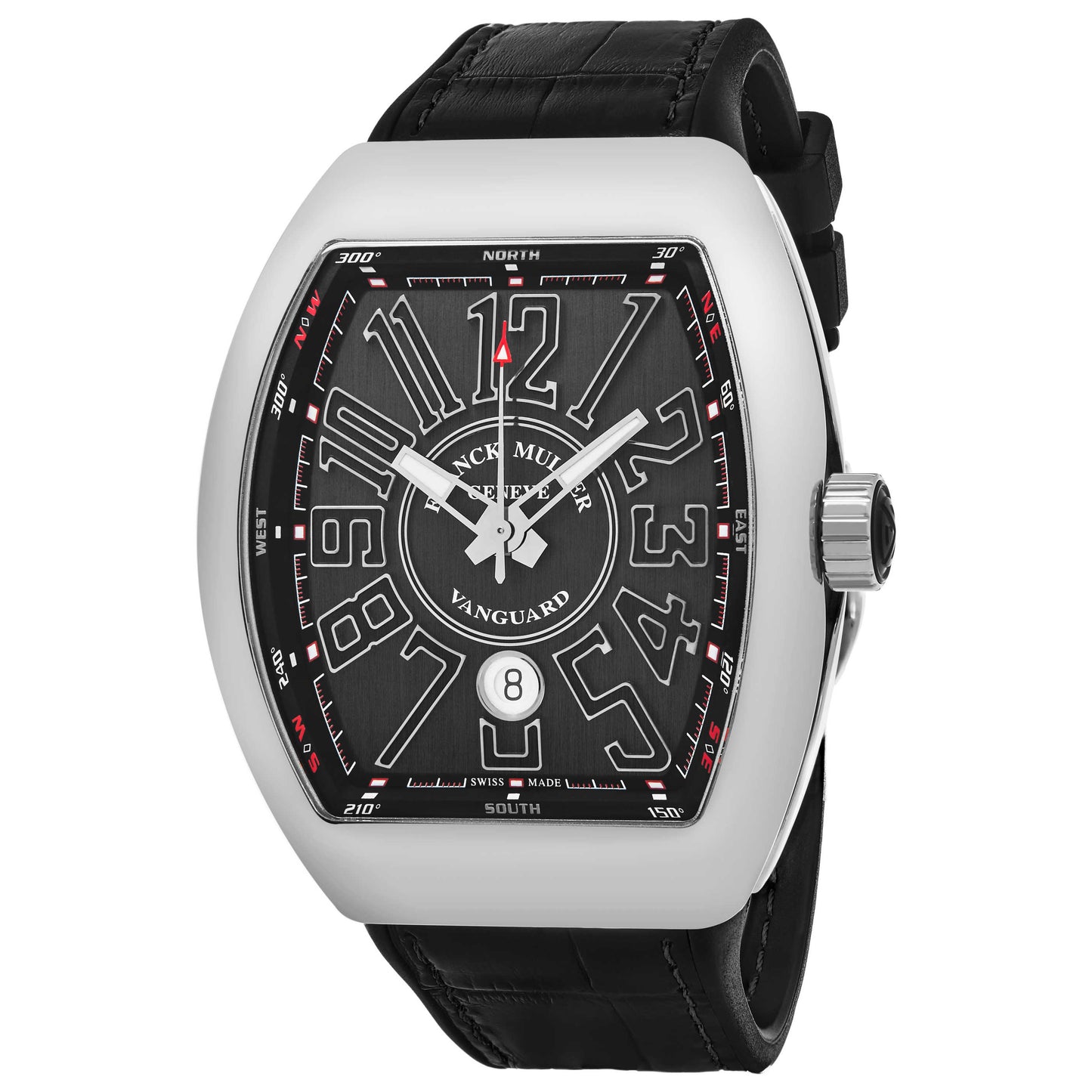 Front view of Franck Muller Vanguard Men's Automatic Watch 45SCSTLBLKSILSH