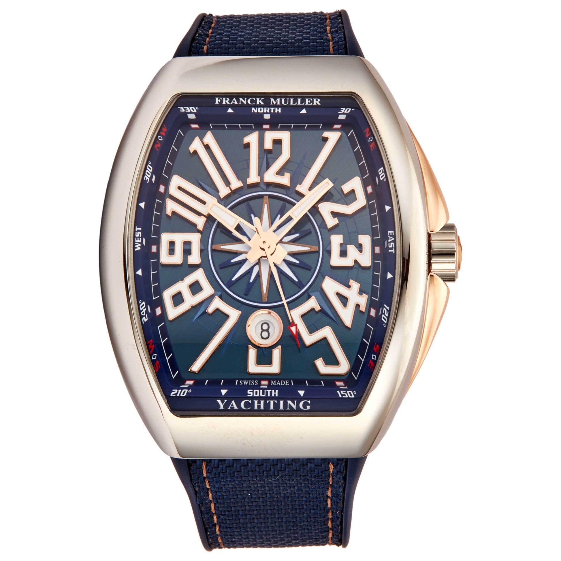Front view of Franck Muller Vanguard YACHT Men's Automatic Watch 45SCYACHTBLU5N