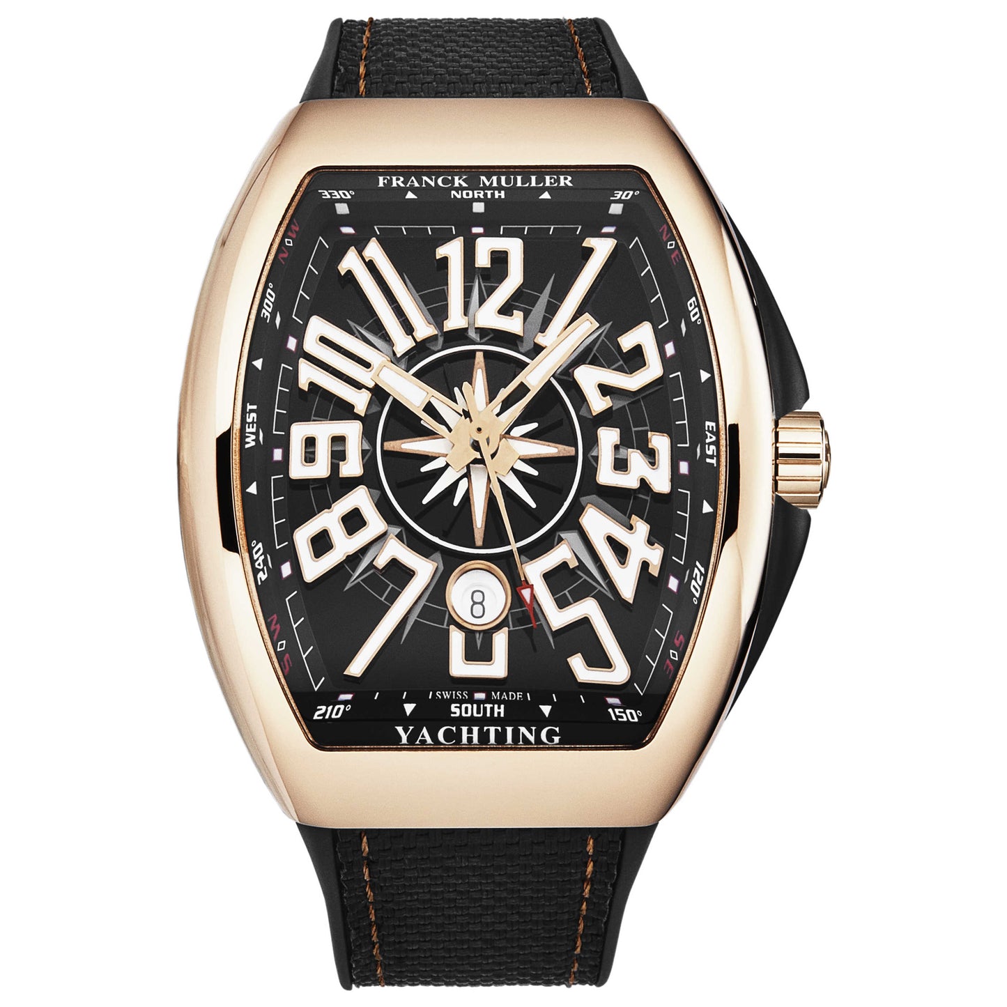 Front view of Franck Muller Vanguard Yachting Men's Automatic Watch 45SCYACHTGLDBLK