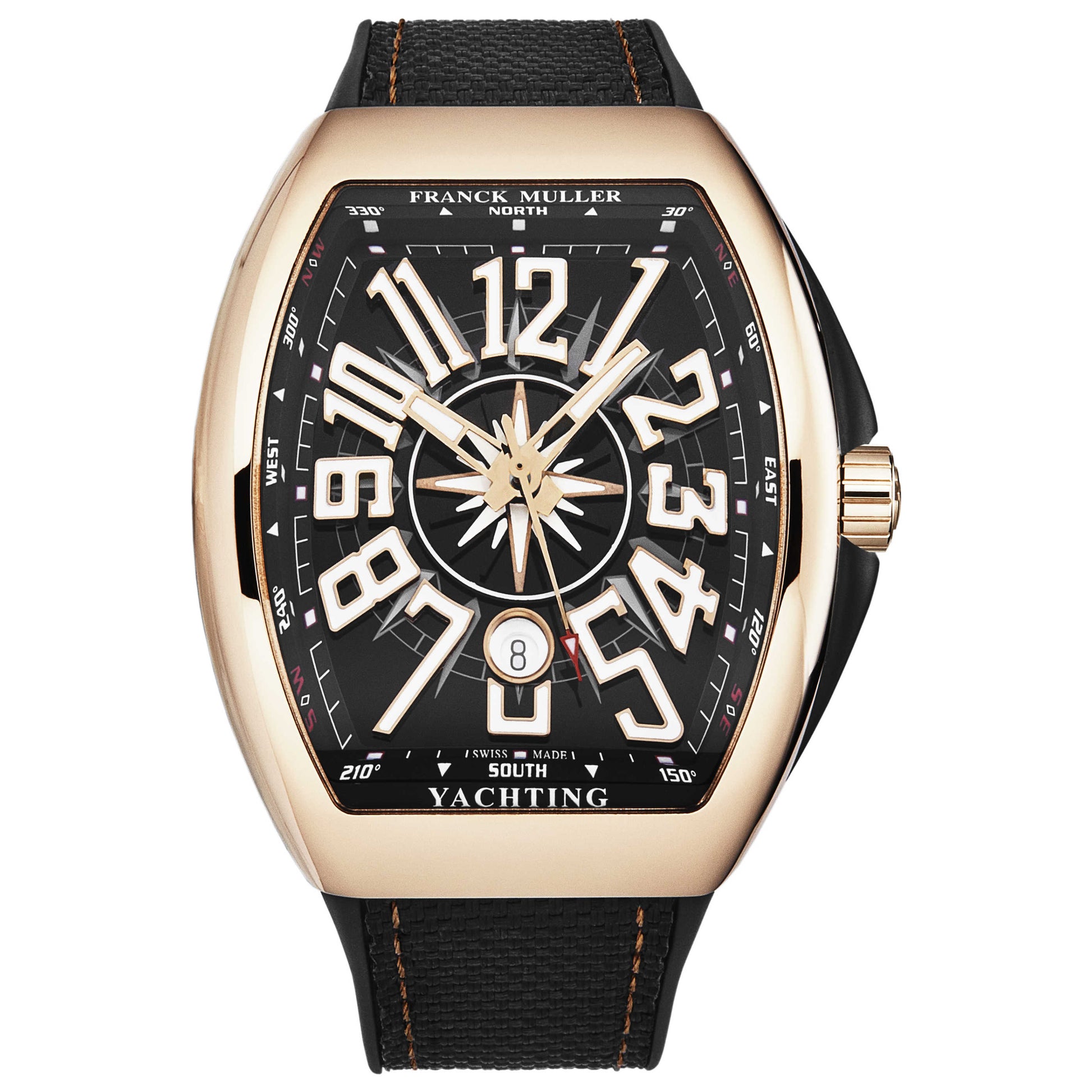 Front view of Franck Muller Vanguard Yachting Men's Automatic Watch 45SCYACHTGLDBLK