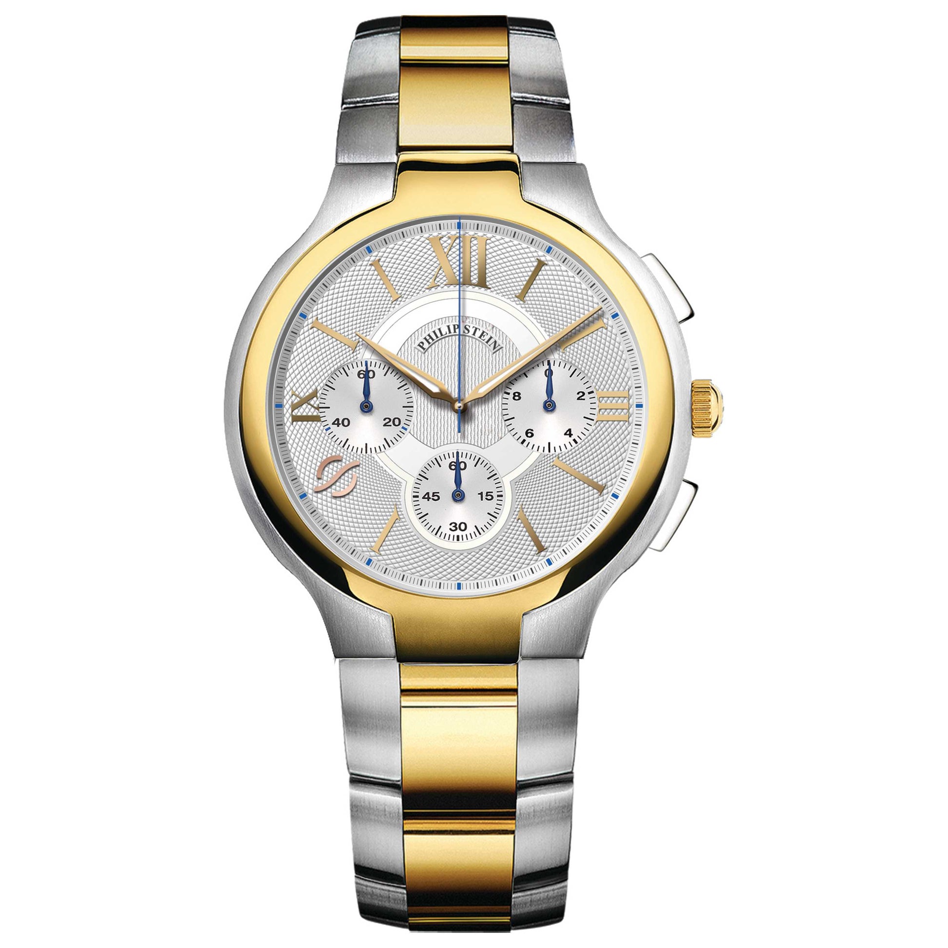 Front view of Philip Stein Round Unisex Quartz Watch 45TG-CRSILG-SSTG