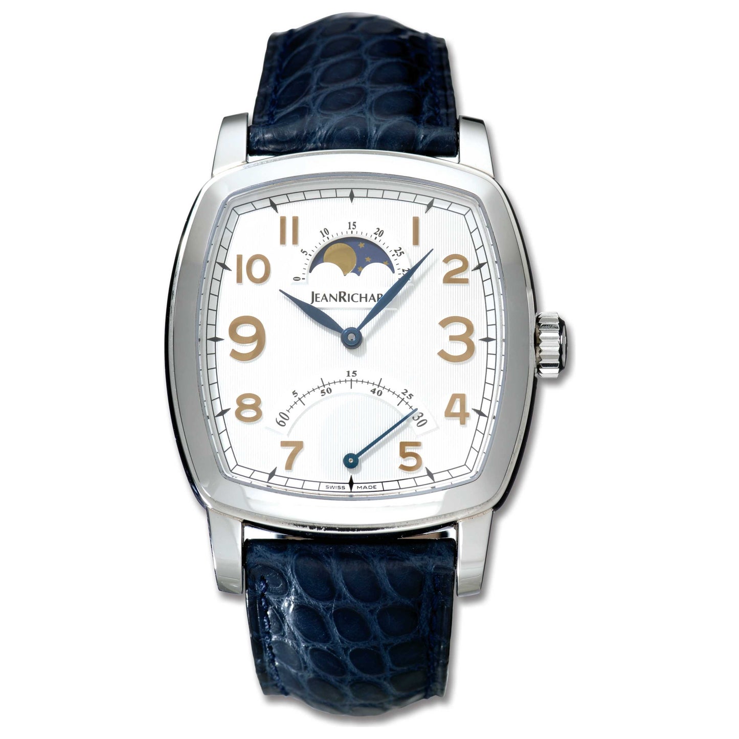 Front view of JeanRichard TV Screen XL Moon Phases Men's Watch 46016-11-10F-AA4D