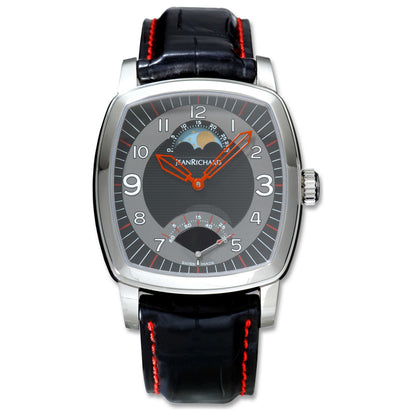 Front view of JeanRichard TV Screen XL Moon Phases Men's Watch 46016-11-62A-AA6