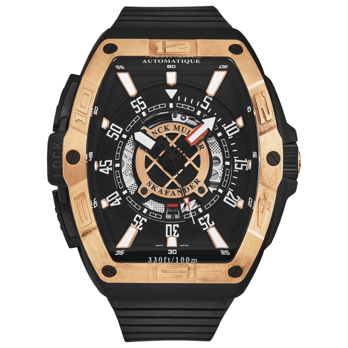 Front view of Franck Muller Skafander Men's Automatic Watch 46SCSKFBLKBKGD1