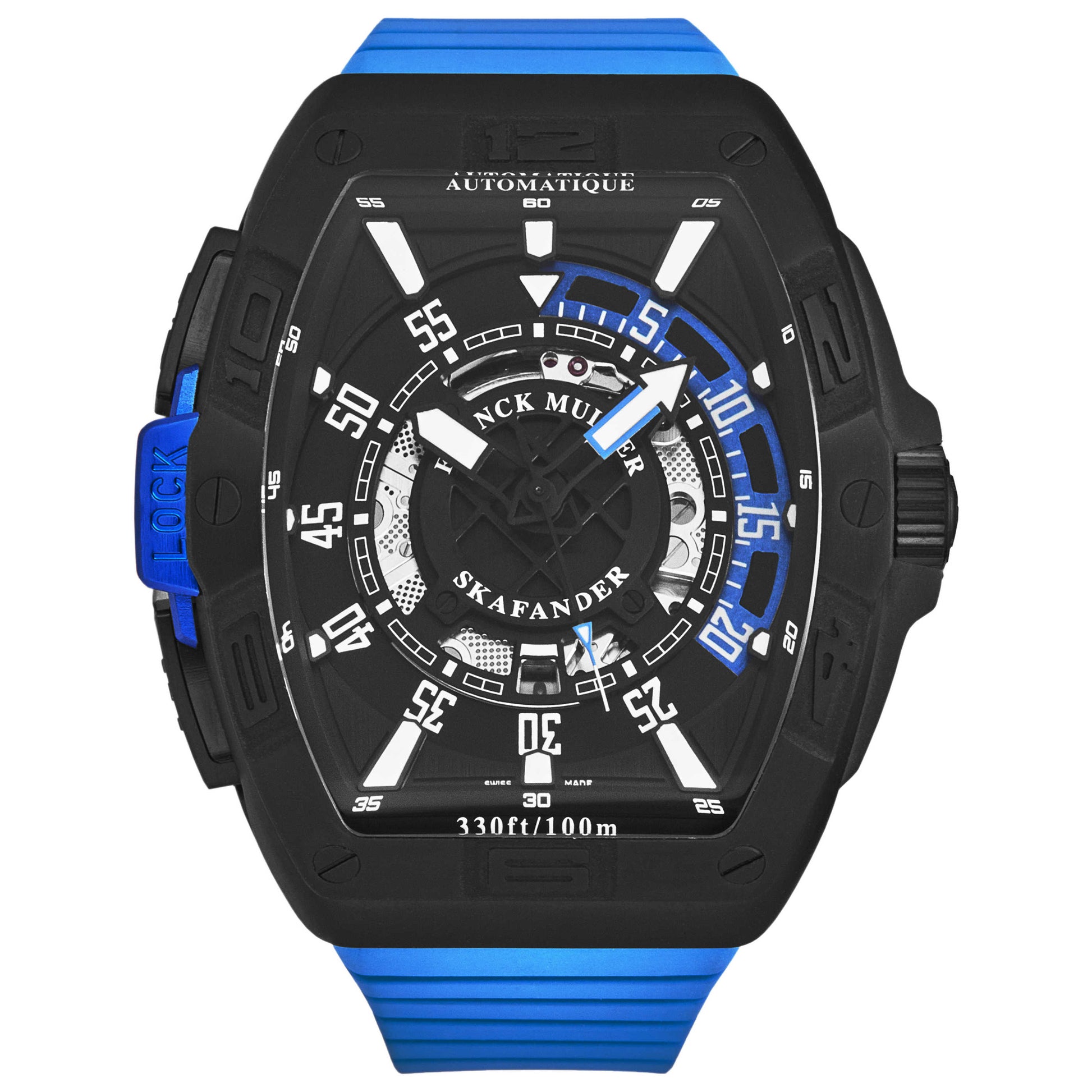 Front view of Franck Muller Skafander Men's Automatic Watch 46SCSKFBLKBLKBU