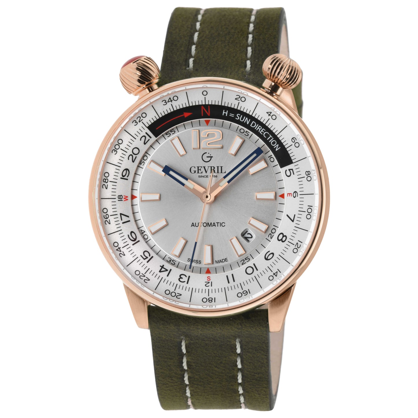Front view of Gevril Wallabout Men's Automatic Watch 48564A