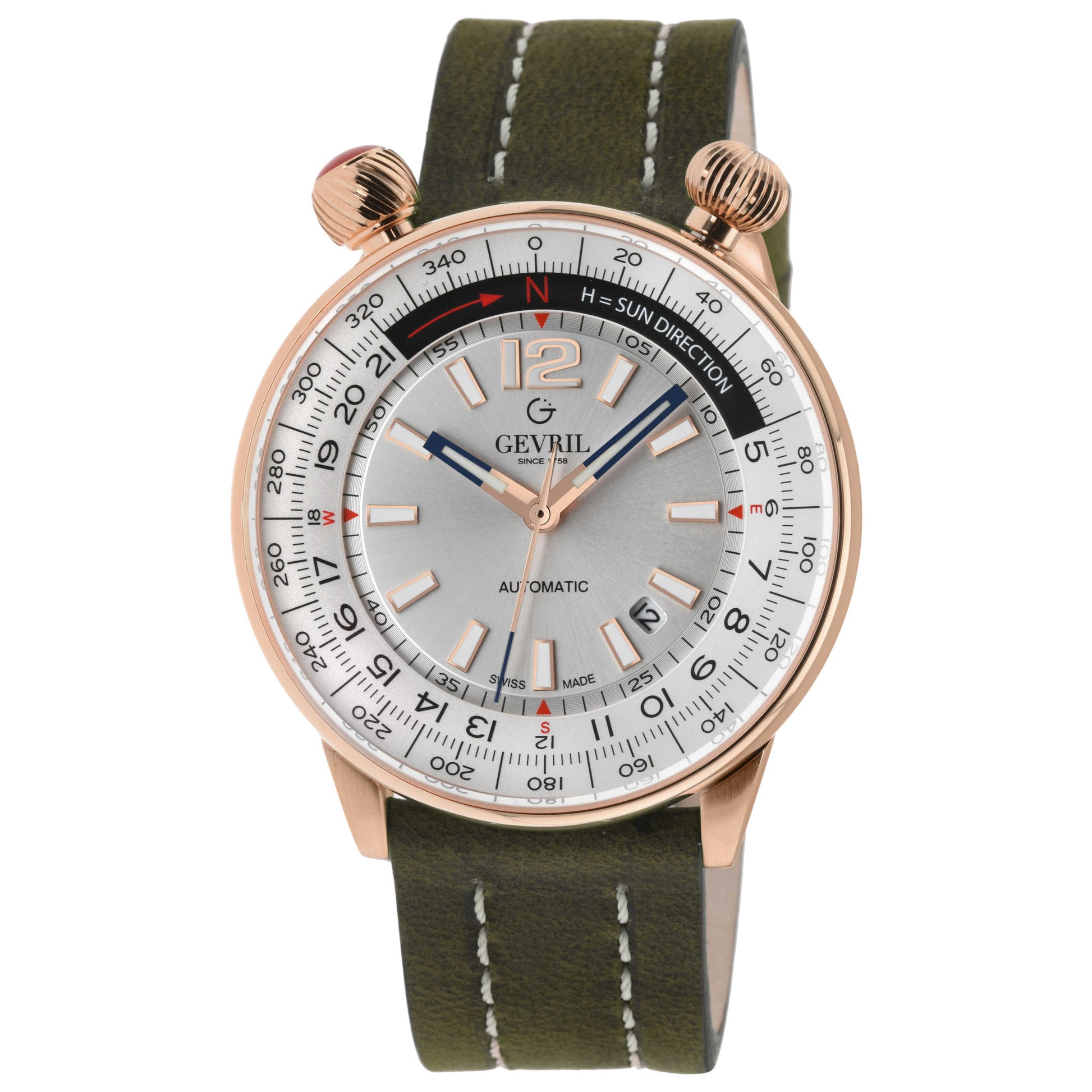 Front view of Gevril Wallabout Men's Automatic Watch 48564A