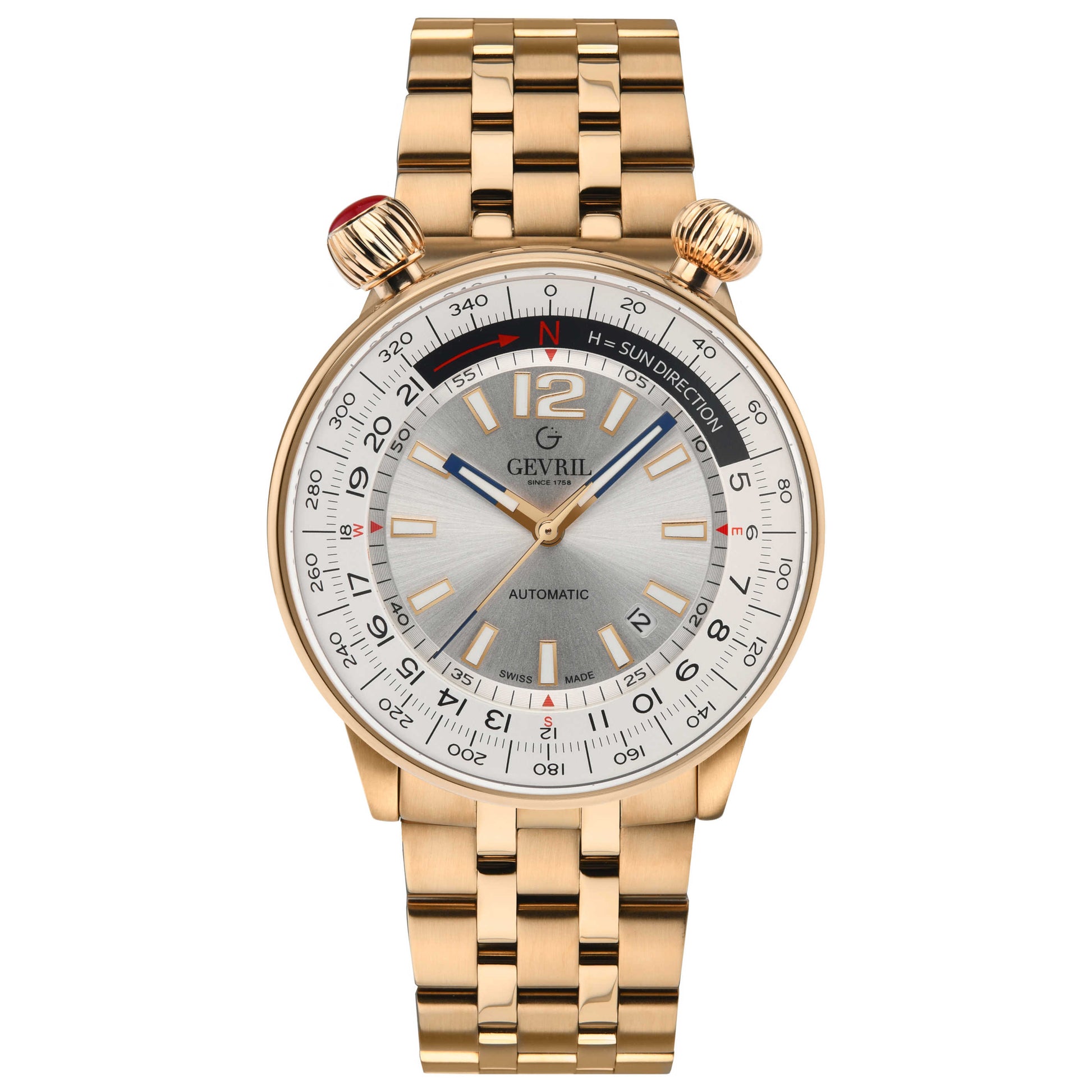 Front view of Gevril Wallabout Men's Automatic Watch 48564