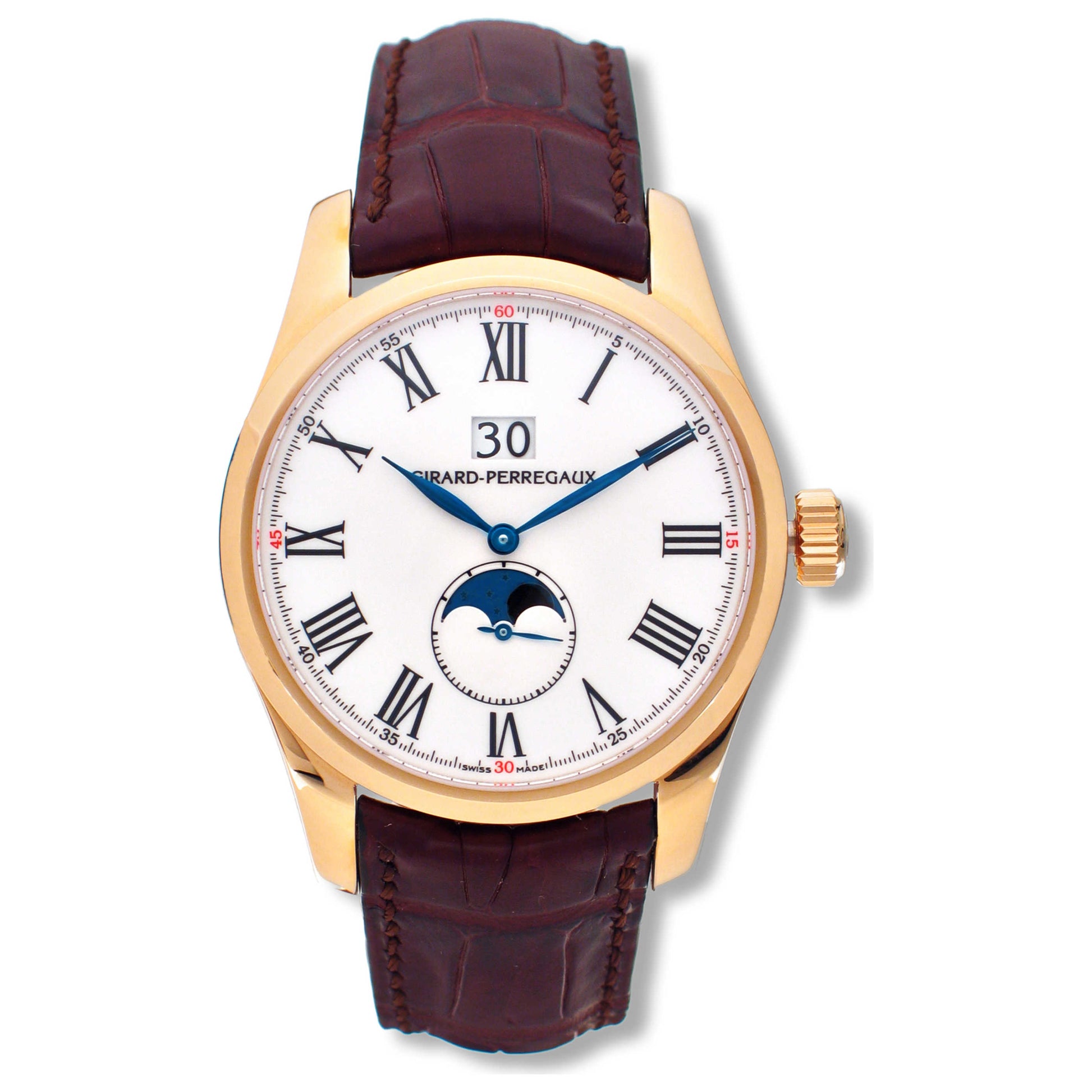 Front view of Girard-Perregaux Classique Elegance Moon Phase Men's Watch 49530-0-52-7437