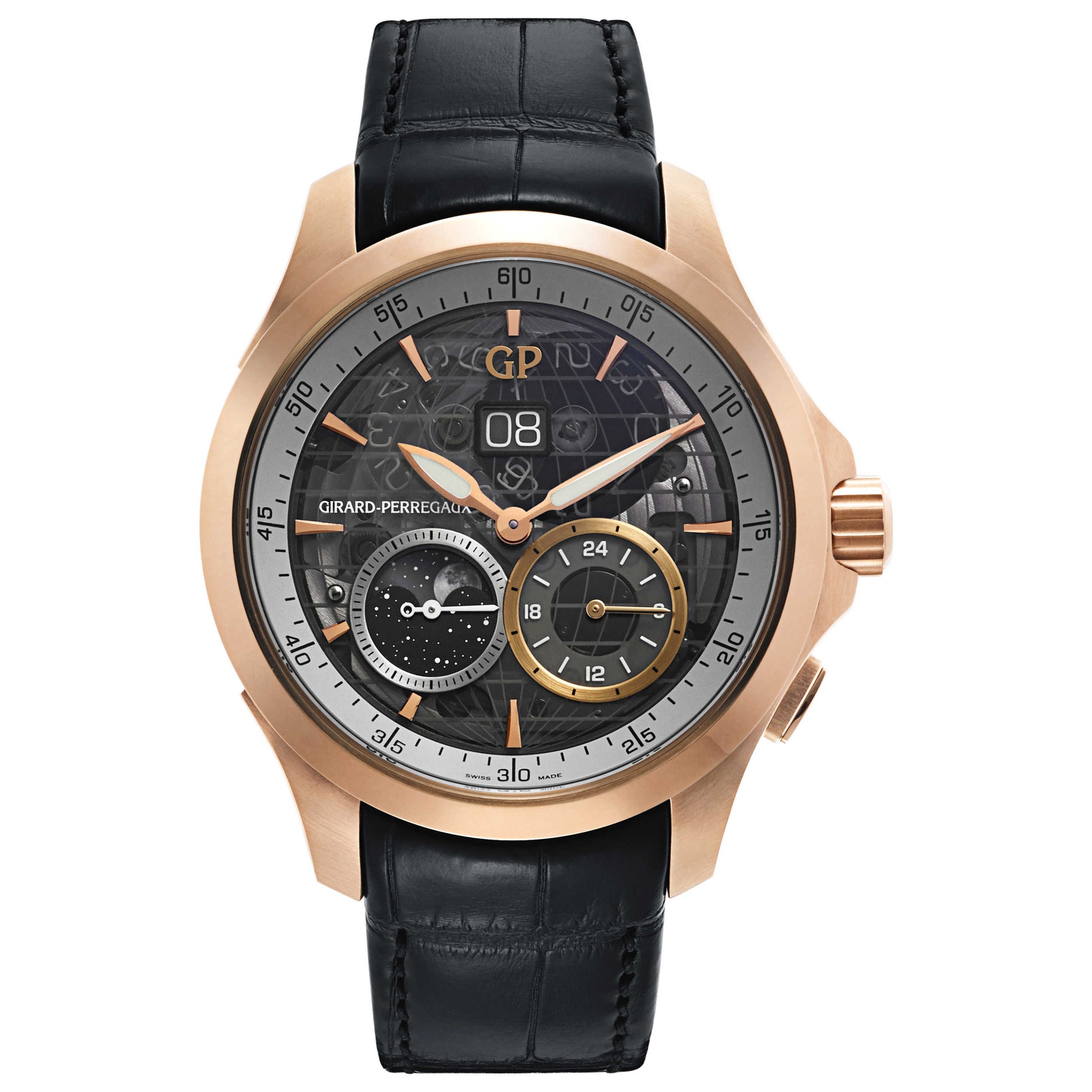 Front view of Girard-Perregaux Traveller Men's Automatic Watch 49655-52-232-BB6A