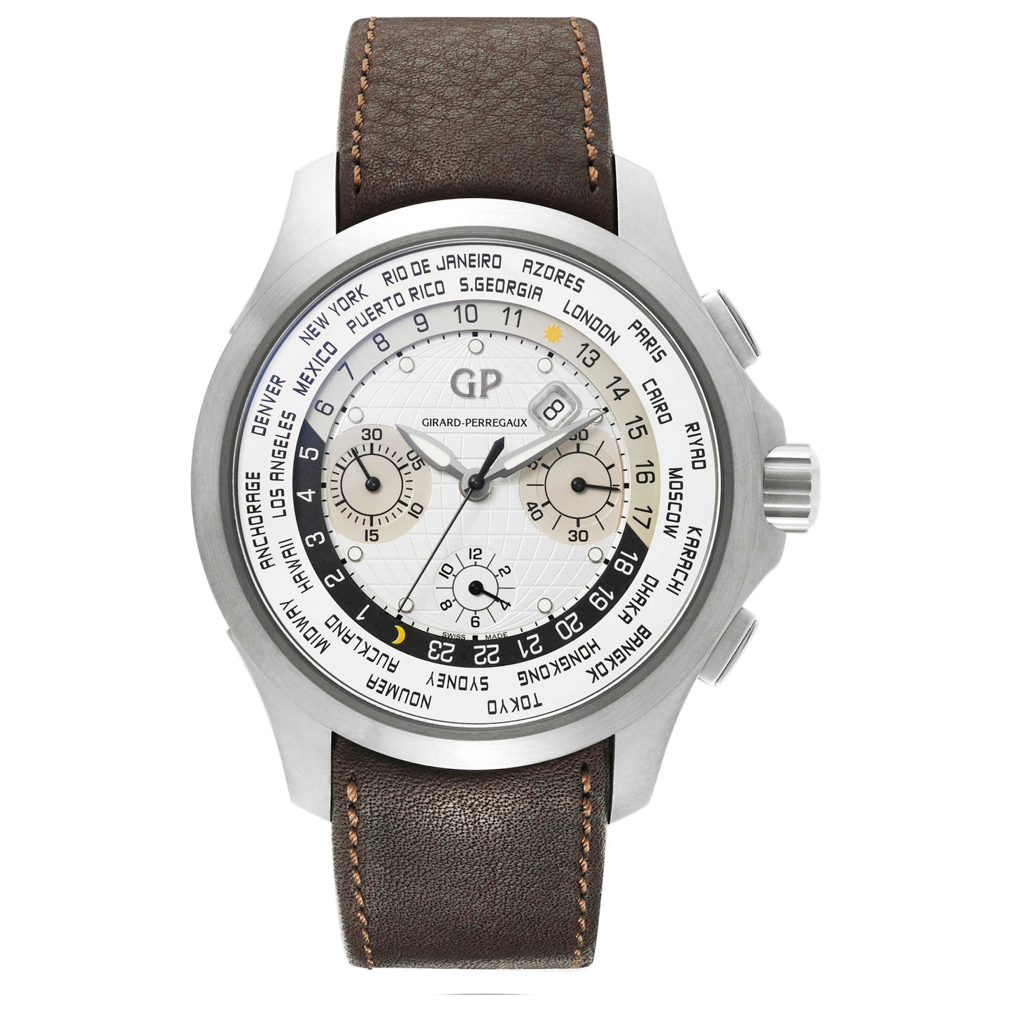 Front view of Girard-Perregaux Traveller Men's Automatic Watch 49700-21-132-HBBB