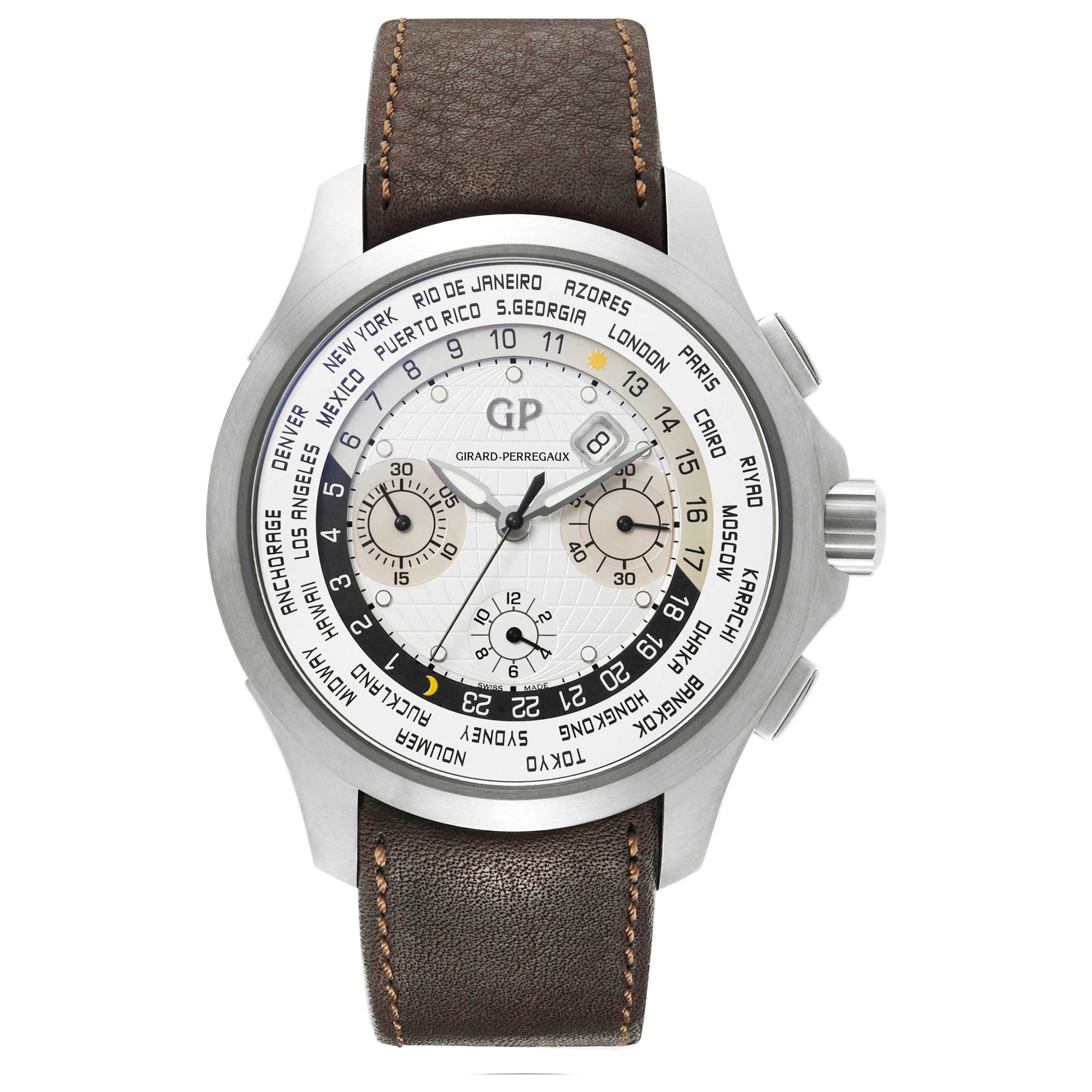 Front view of Girard-Perregaux Traveller Men's Automatic Watch 49700-21-132-HBBB
